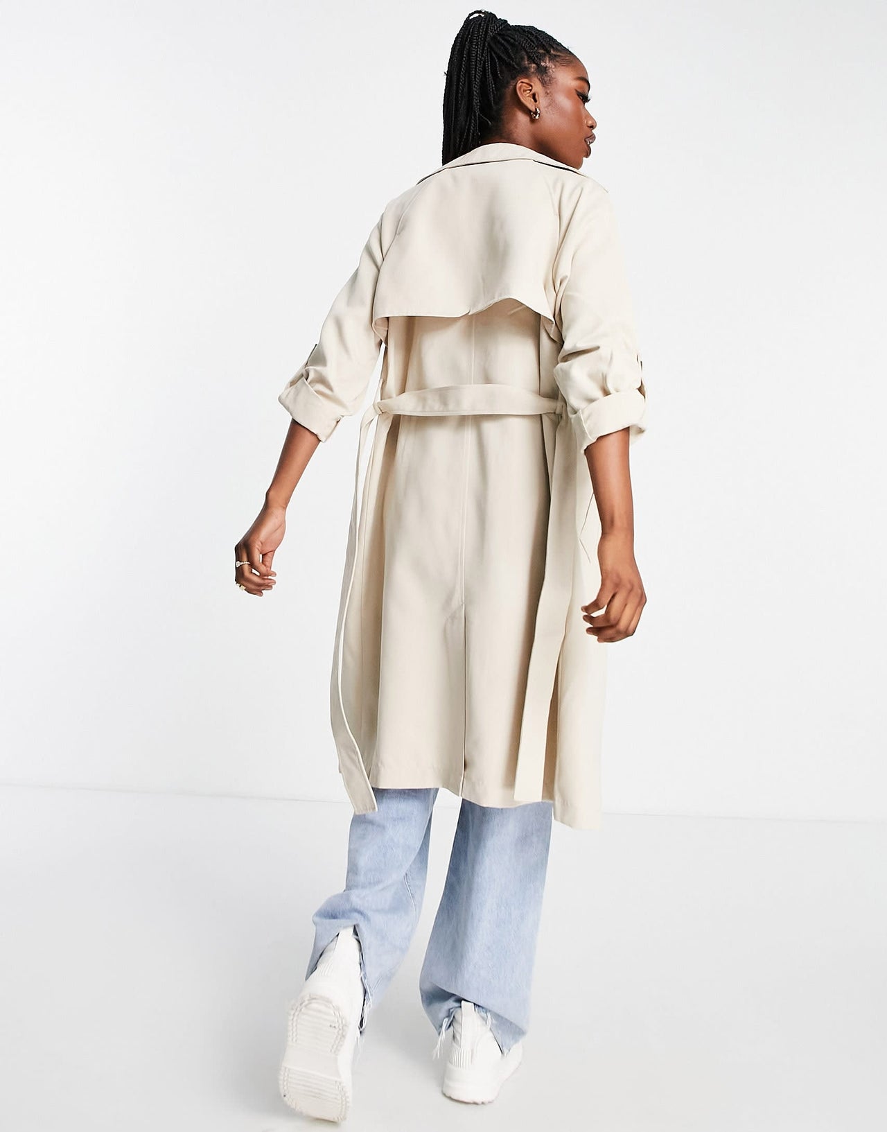 Stradivarius trench coat in light stone