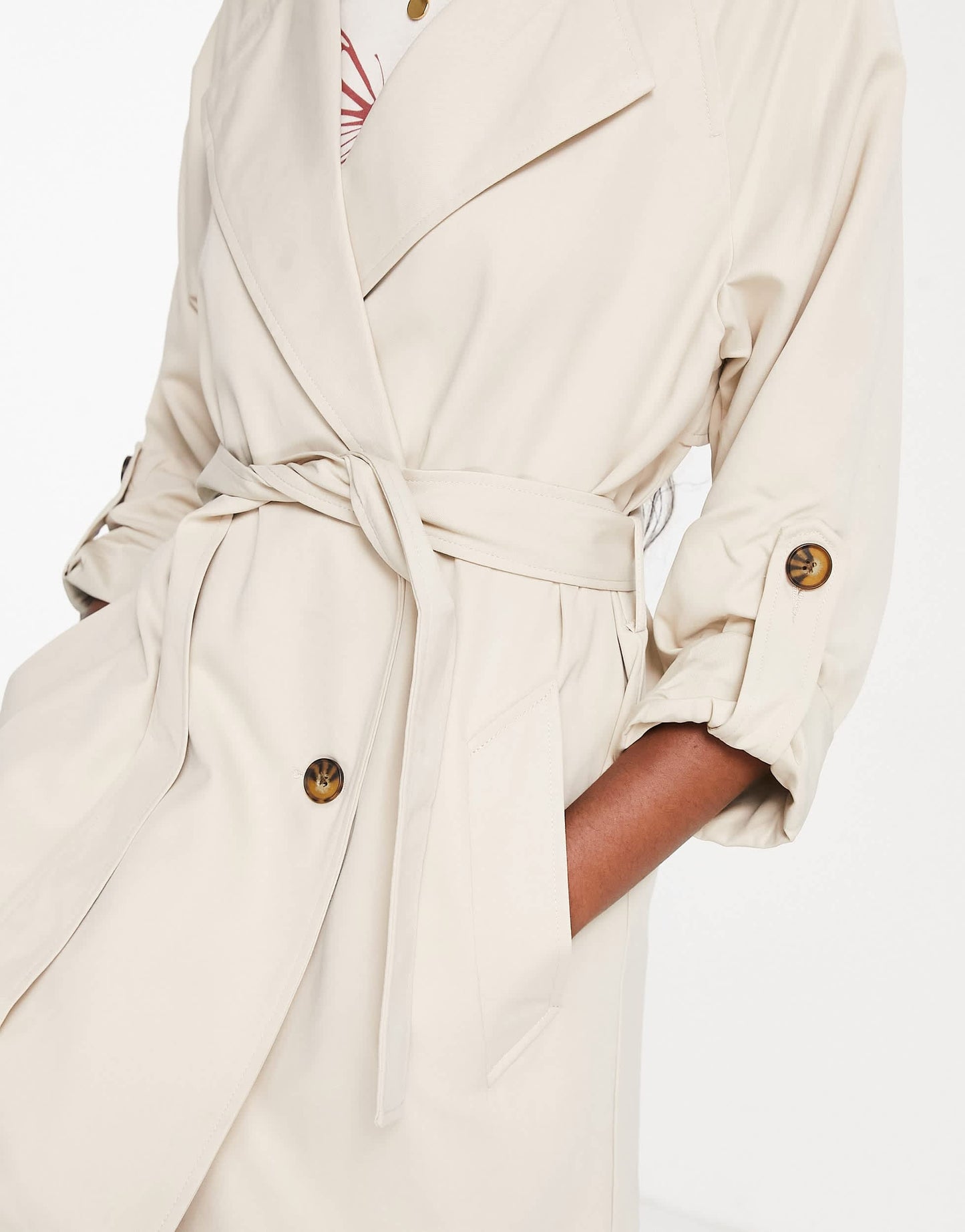 Stradivarius trench coat in light stone