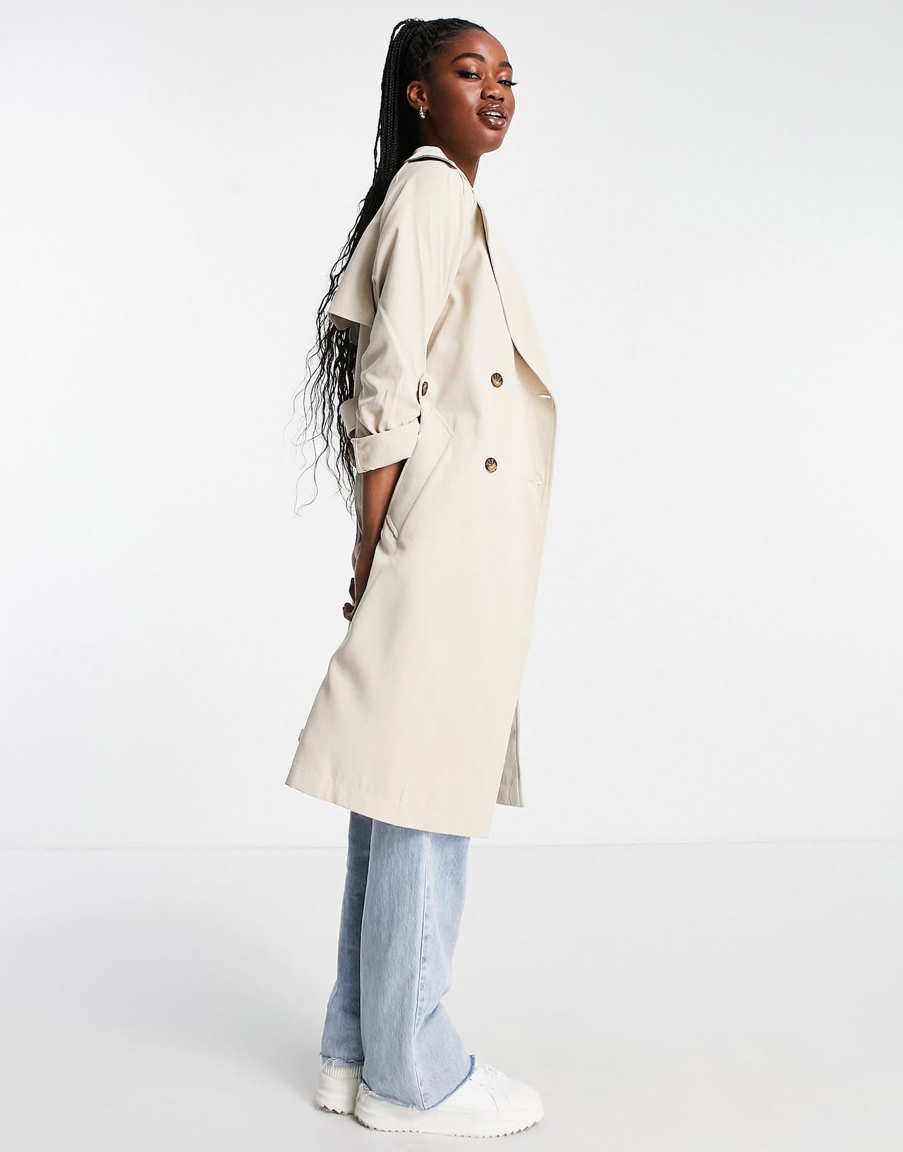 Stradivarius trench coat in light stone