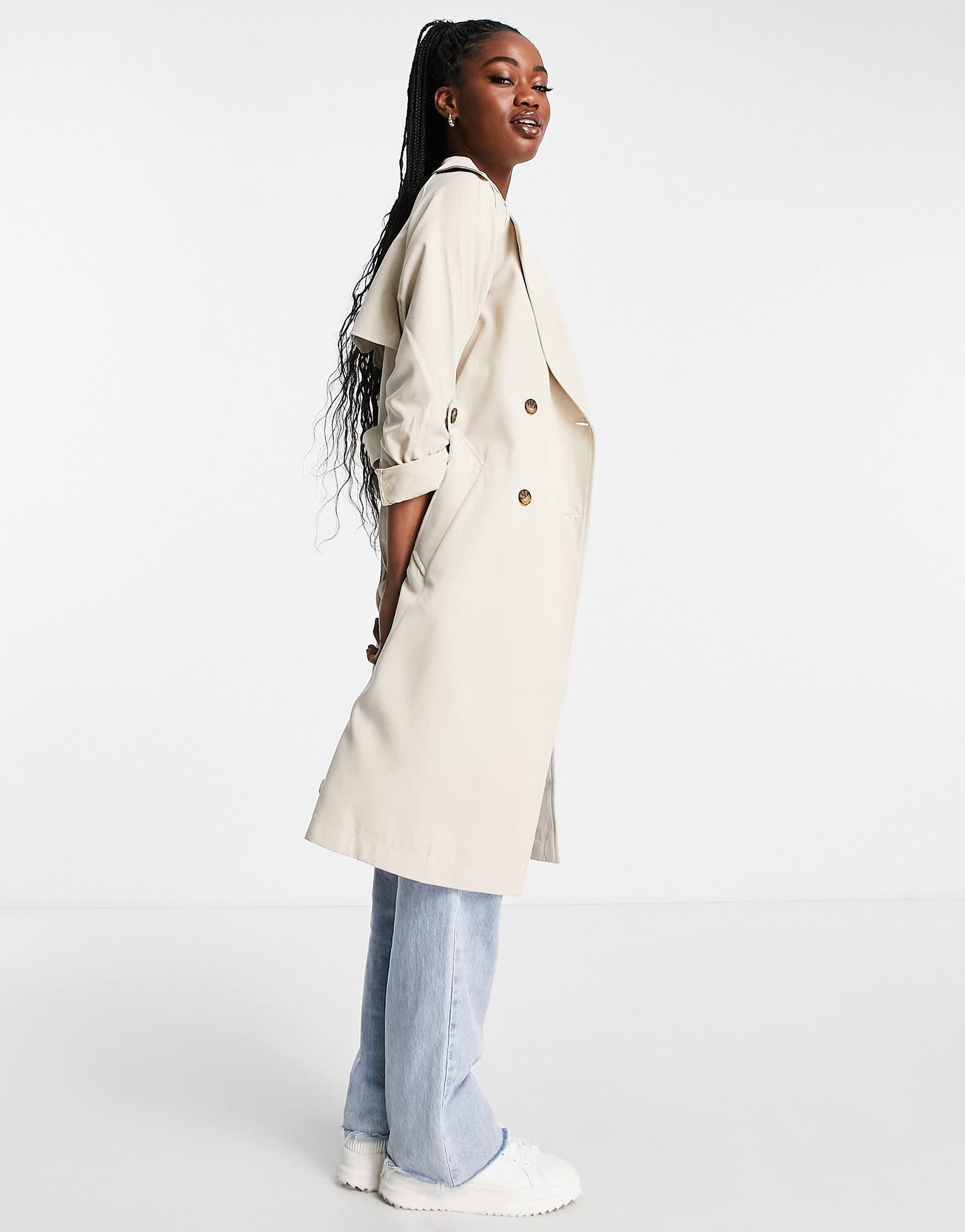 Stradivarius trench coat in light stone