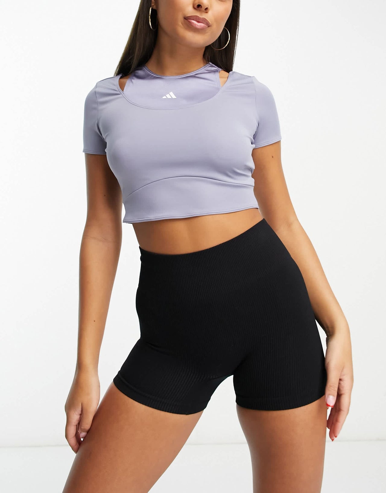 adidas Training HIIT cropped t-shirt in blue