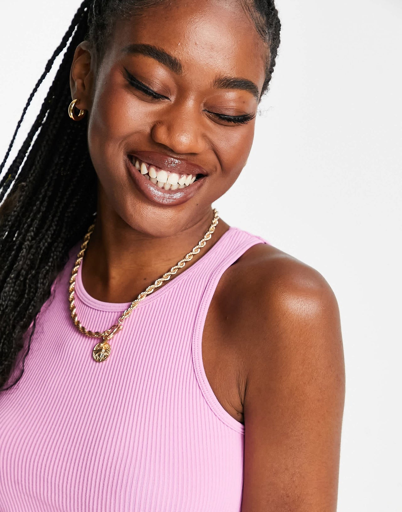 Pull&Bear ribbed seamless cropped top in pink