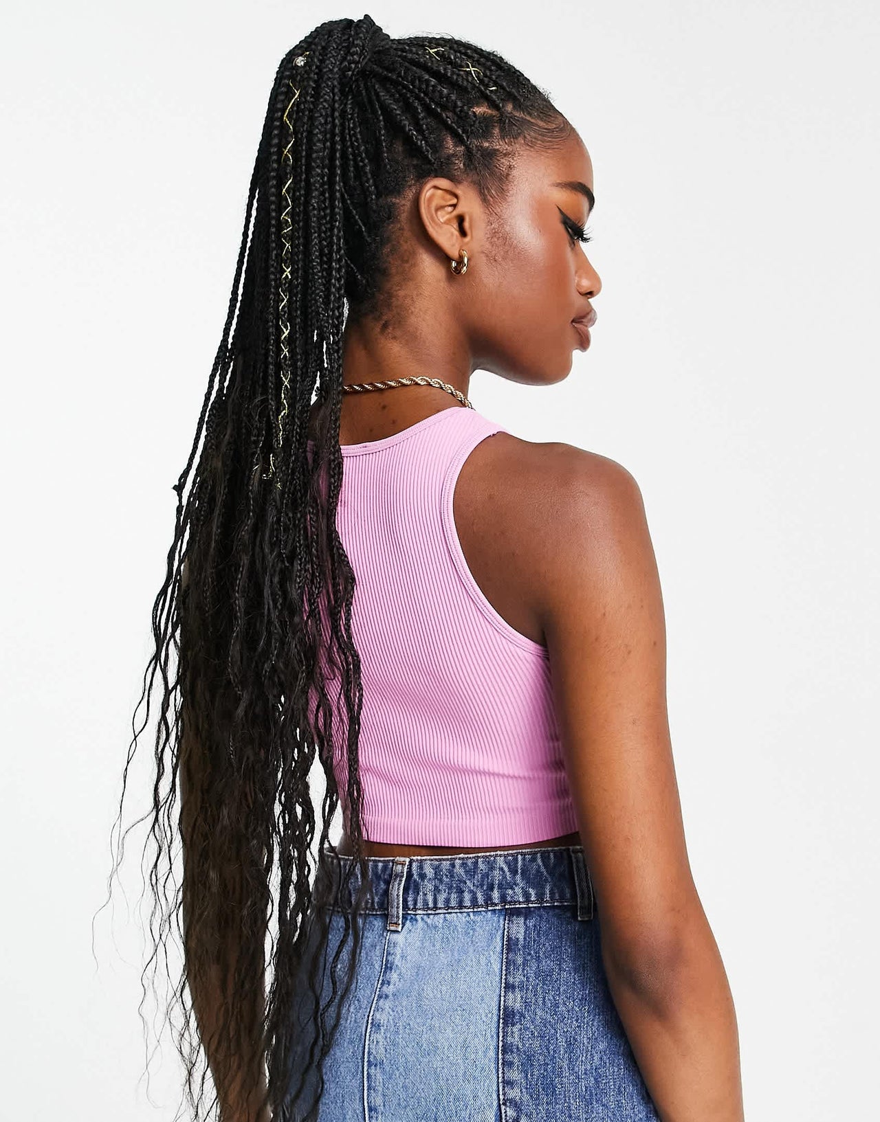 Pull&Bear ribbed seamless cropped top in pink