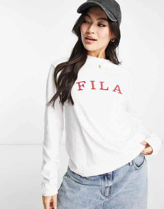 Fila long sleeve t-shirt with varsity logo in white