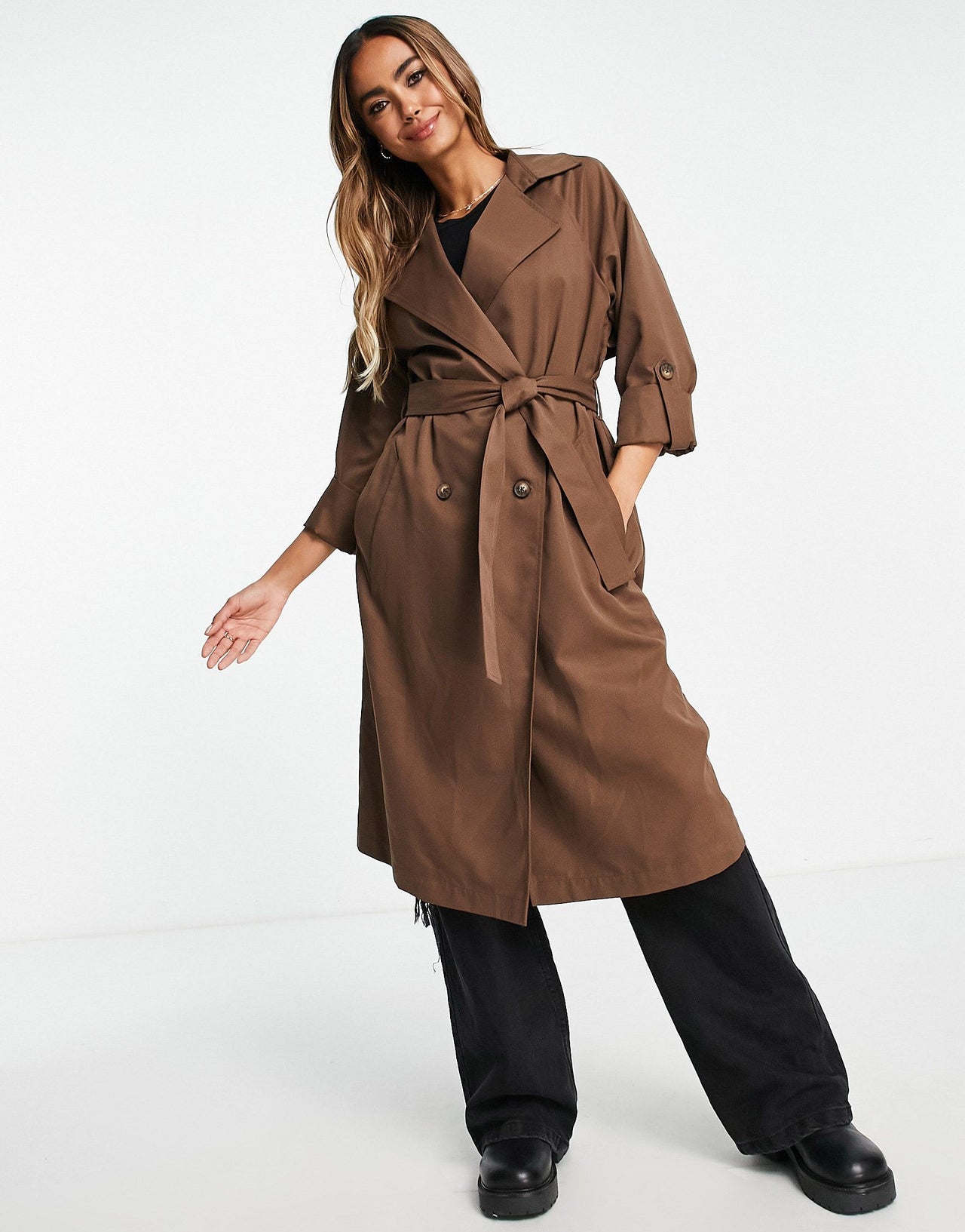 Stradivarius trench coat in brown