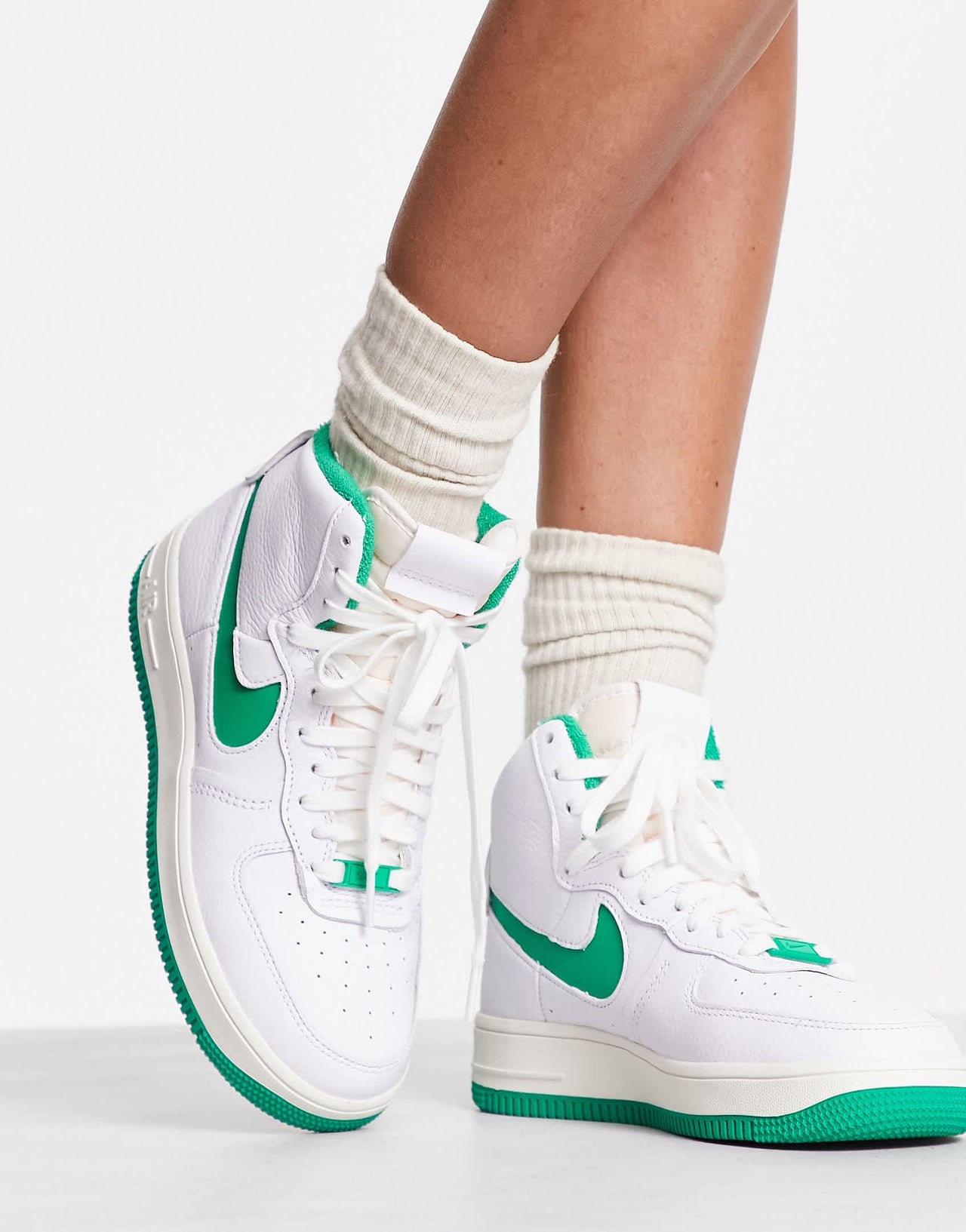 Nike Air Force 1 Sculpt trainers in white/green - WHITE