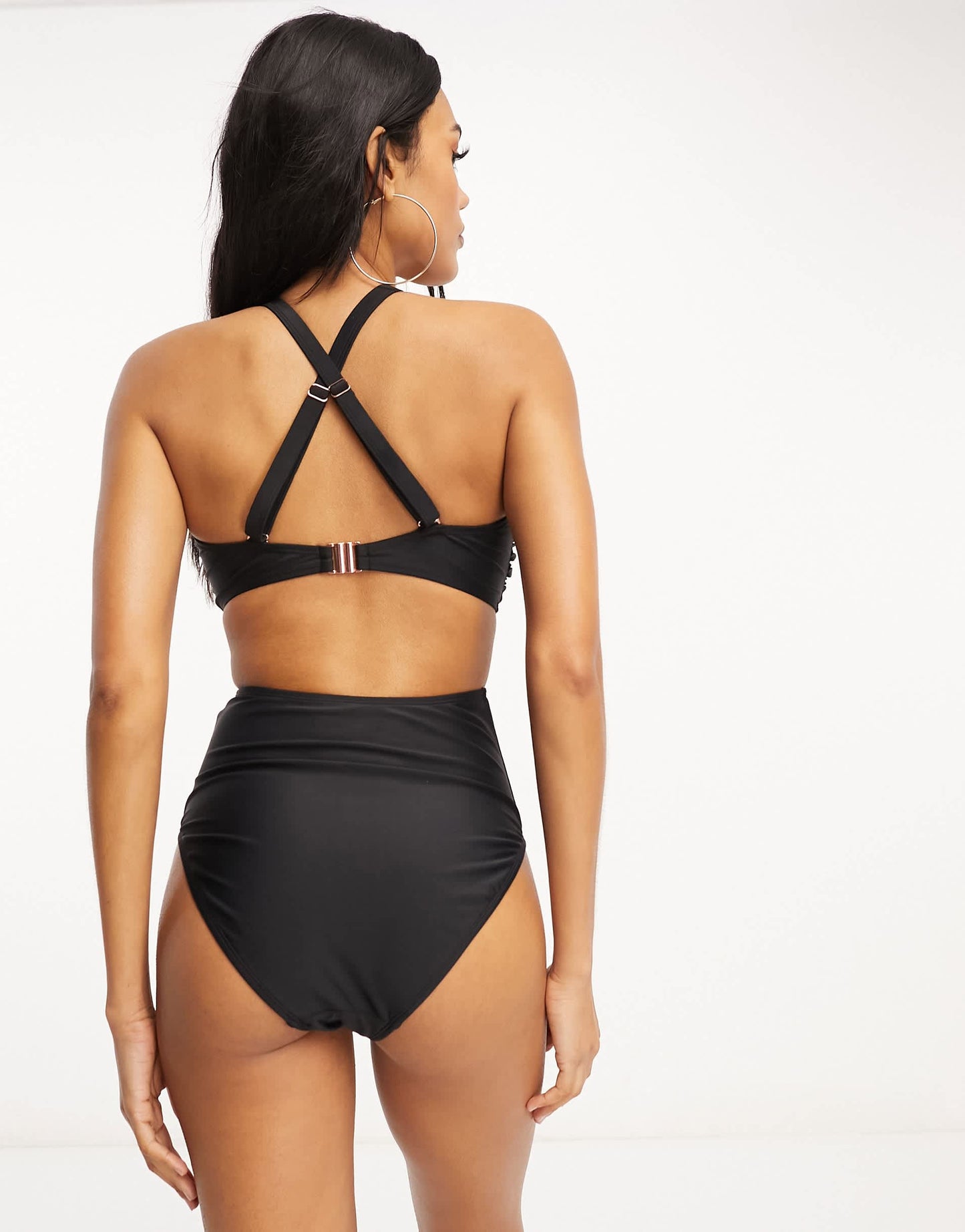 Ivory Rose Fuller Bust balconette cut out swimsuit in black