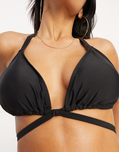 Ivory Rose Fuller Bust triangle bikini top in black