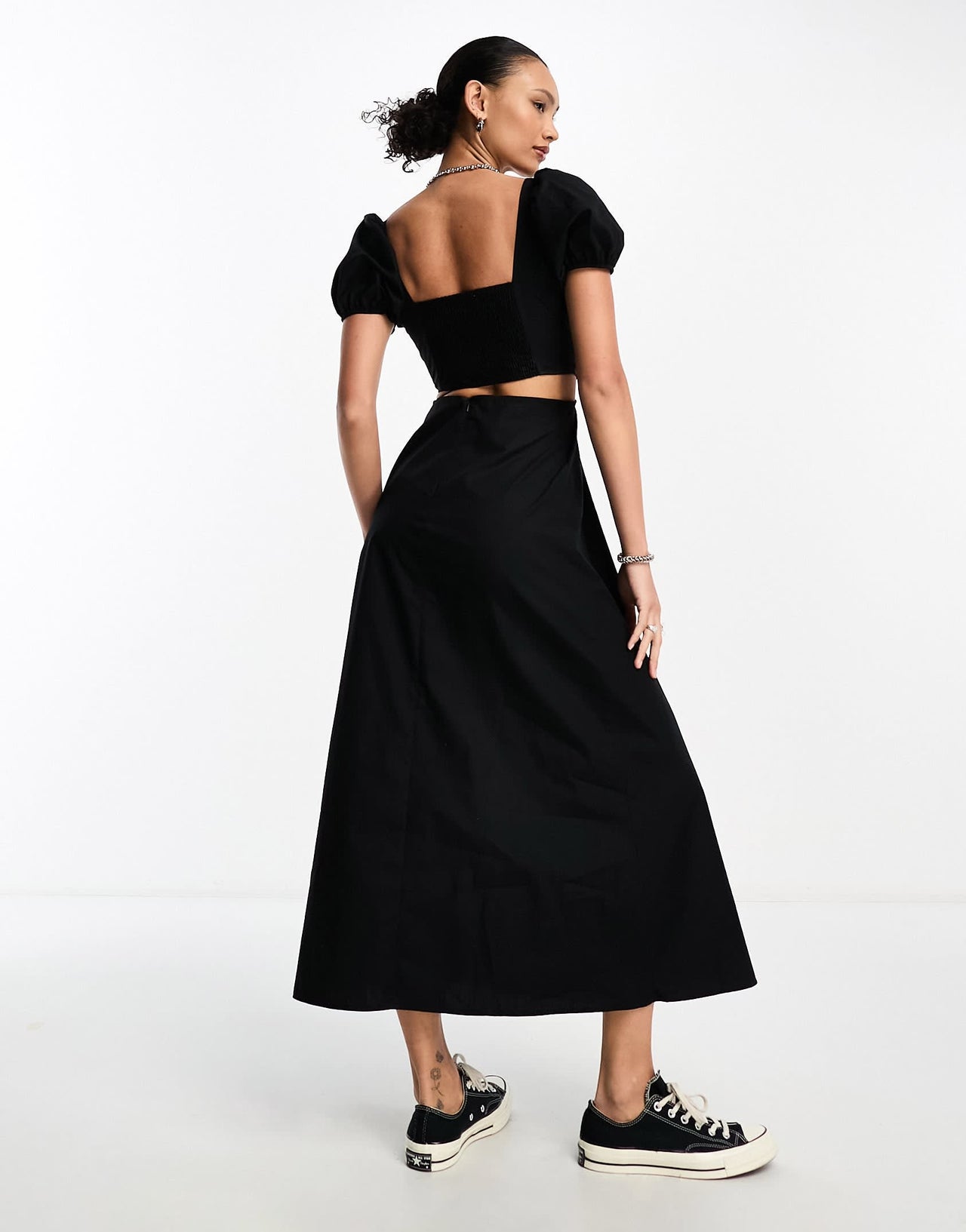 COLLUSION milkmaid cut out detail maxi dress in black