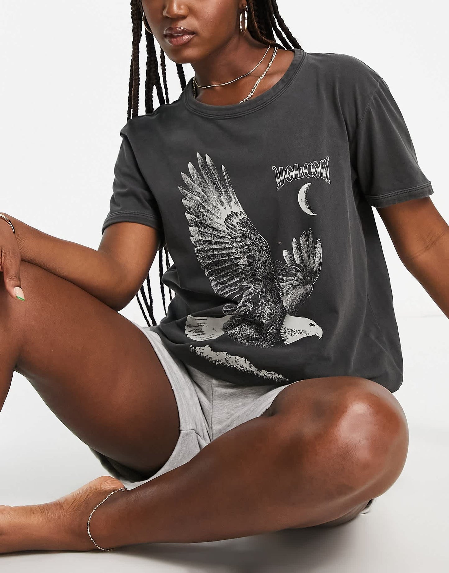 Volcom oversized t shirt in black