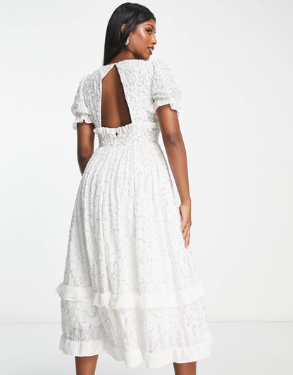 Maya bridal puff sleeve bridal dress in ivory