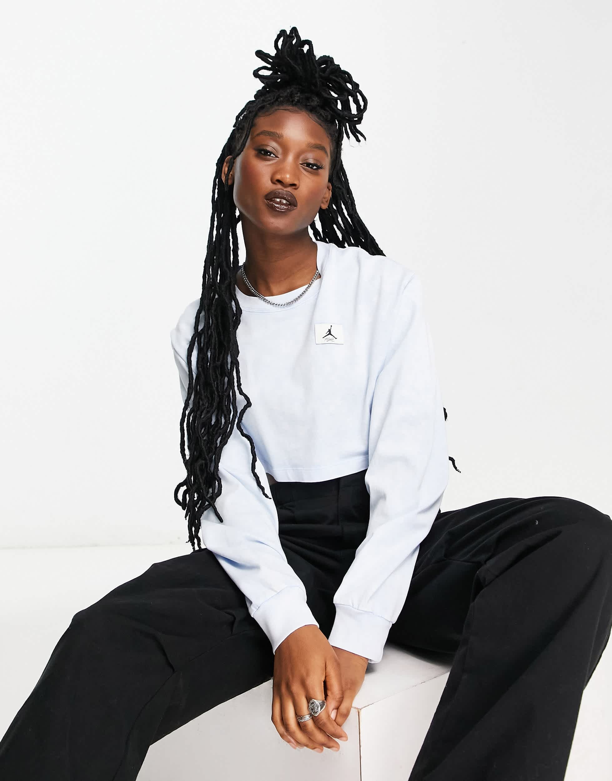 Jordan Flight crop long sleeve top in washed ice blue