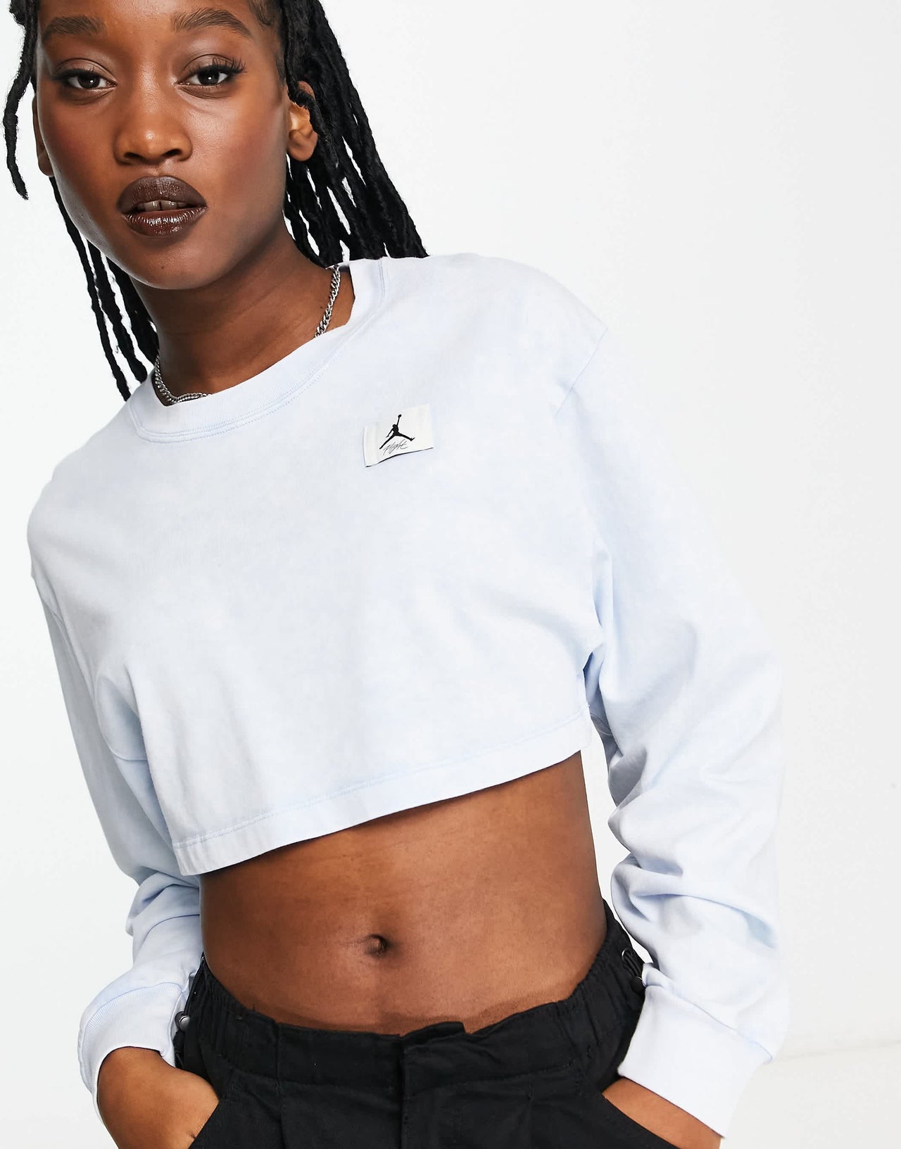 Jordan Flight crop long sleeve top in washed ice blue