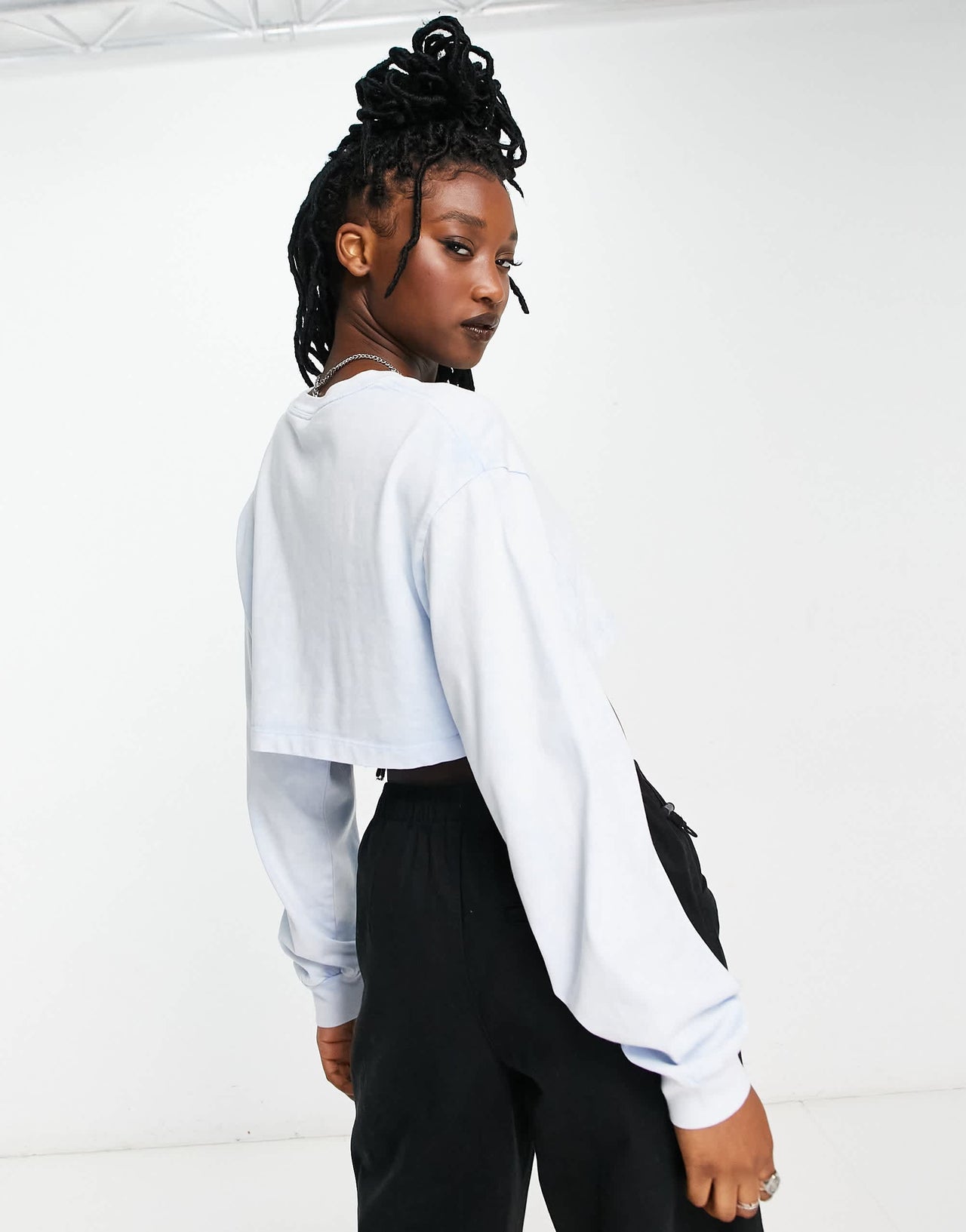 Jordan Flight crop long sleeve top in washed ice blue