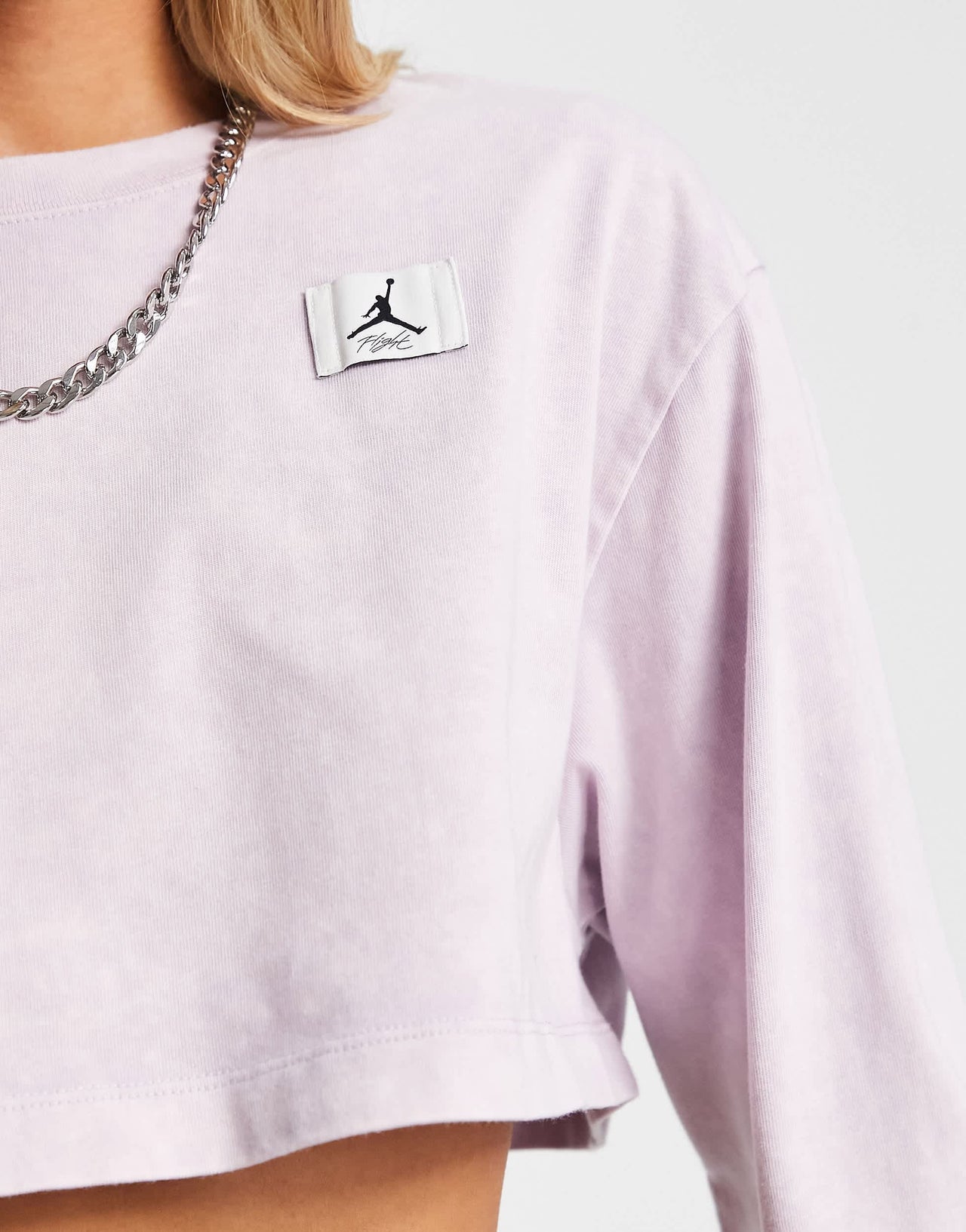 Jordan Flight crop long sleeve top in washed lilac