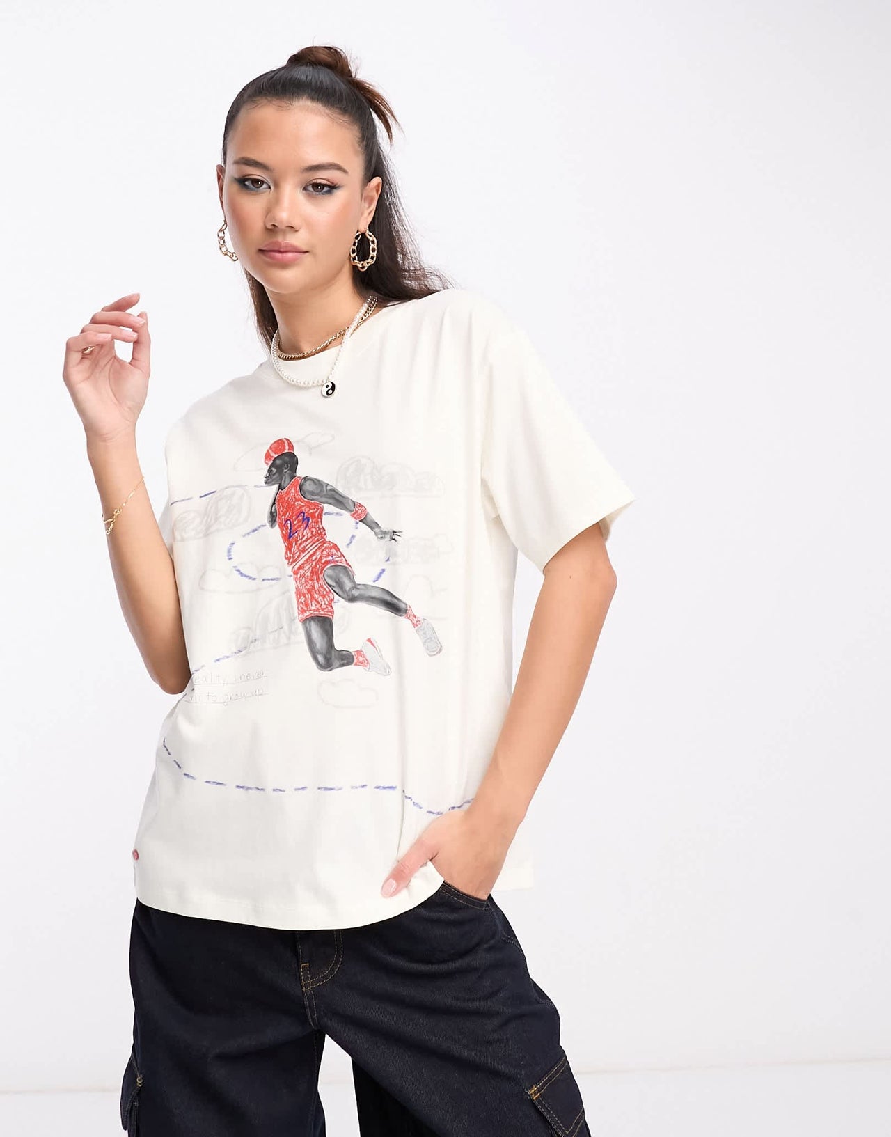 Jordan Parker Duncan graphic t-shirt in sail white