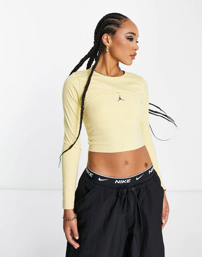 Jordan Sport 2 in 1 long sleeve t-shirt in lemon