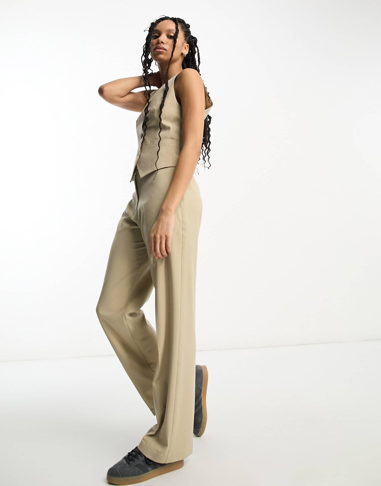 ASOS DESIGN Mix & Match slim straight suit trouser in neutral