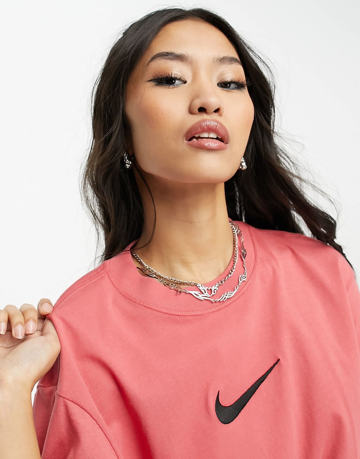 Nike Midi Swoosh t-shirt in adobe pink
