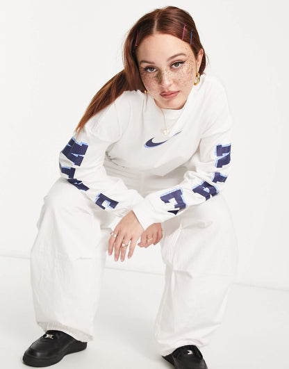 Nike Sportswear graphic long sleeve t-shirt in white