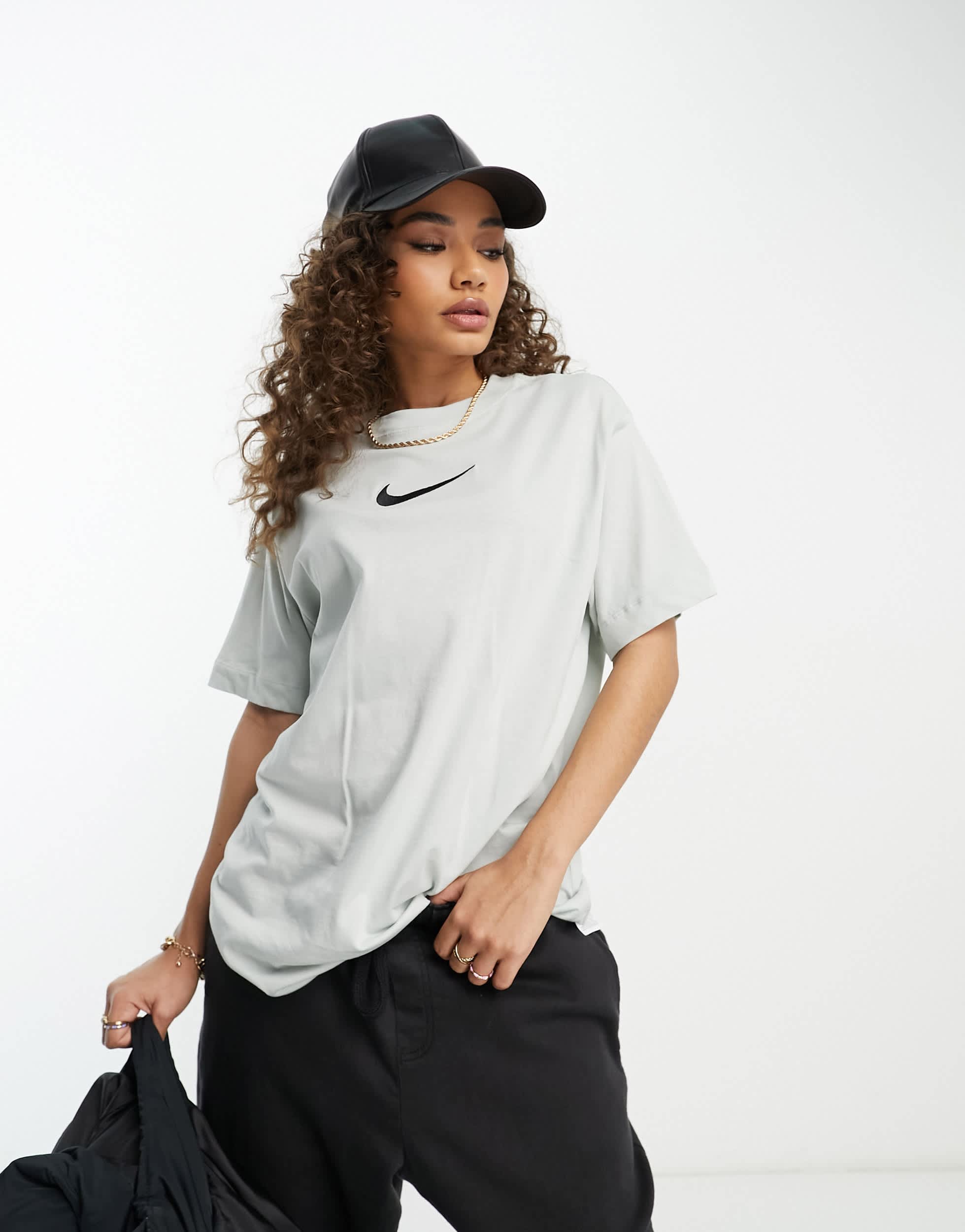 Nike Midi Swoosh t-shirt in silver