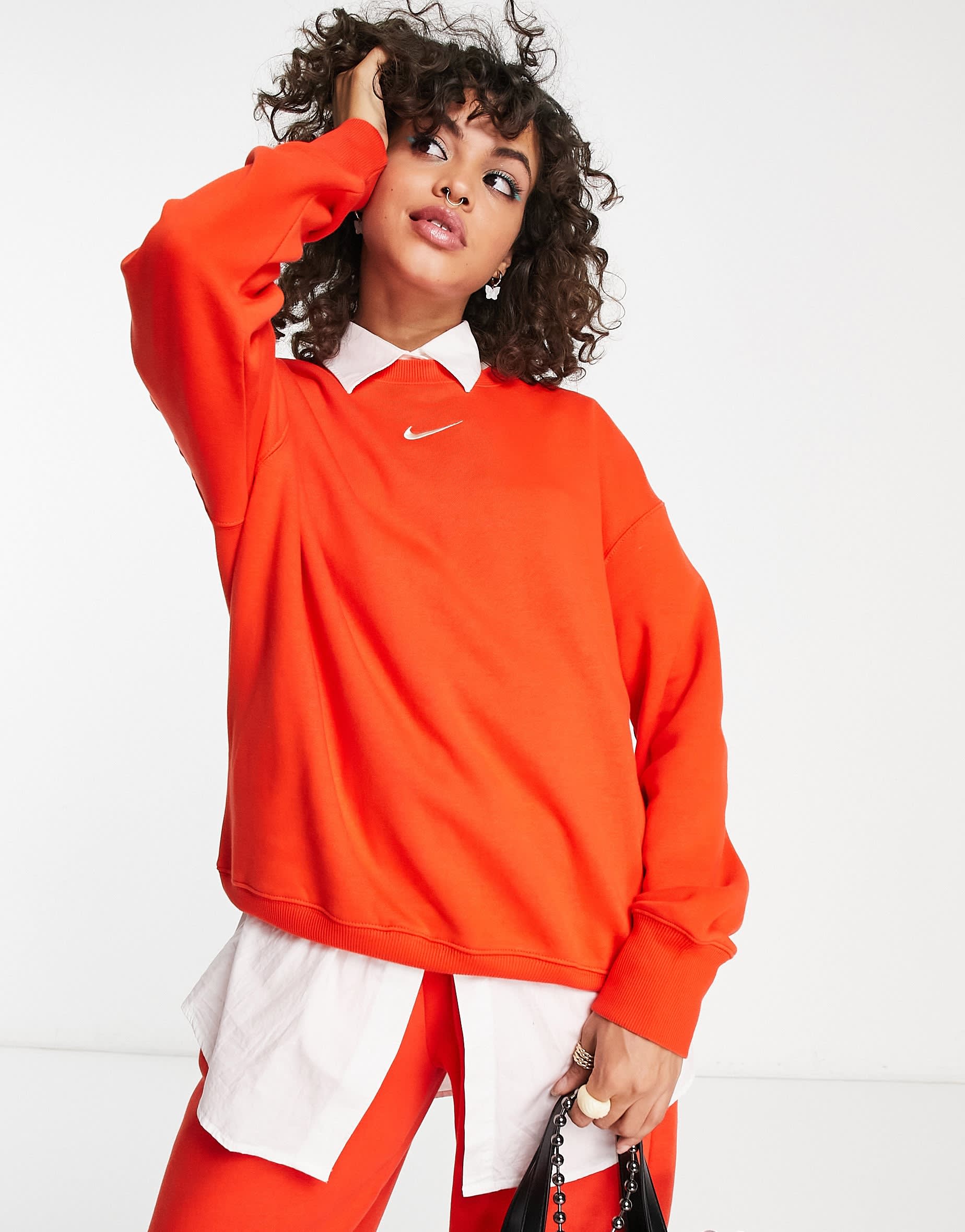 Nike Phoenix Fleece oversized sweatshirt in red