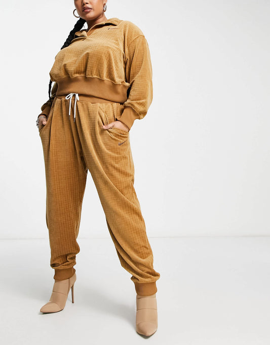 Nike Plus velour joggers in brown