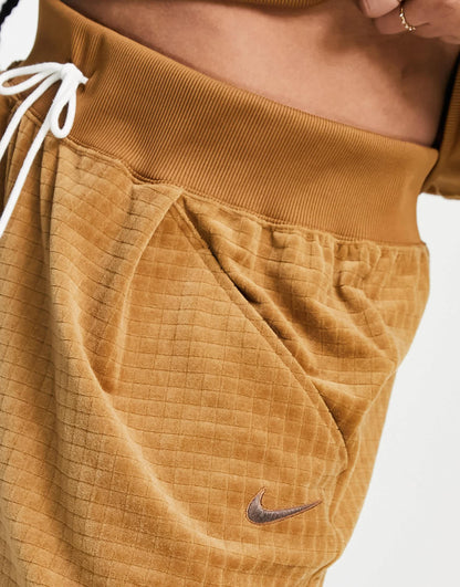 Nike Plus velour joggers in brown
