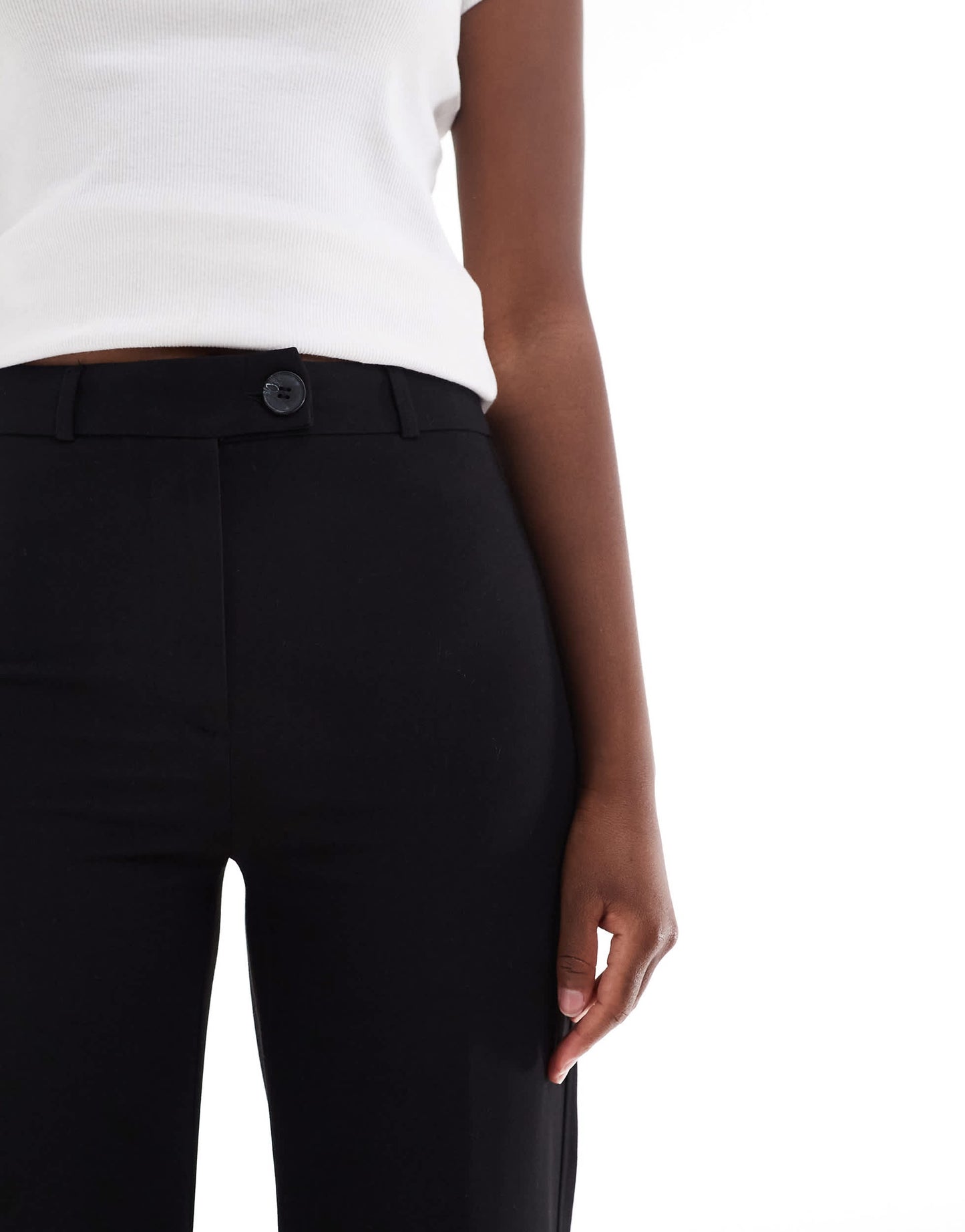 Bershka wide leg tailored trousers in black