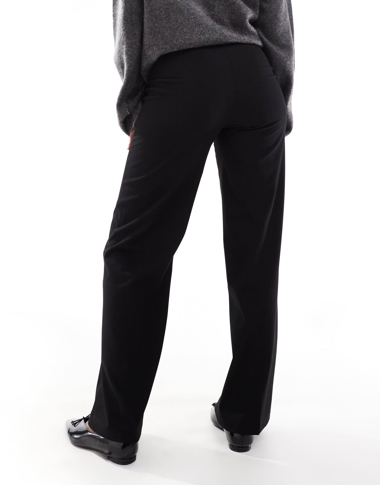 Bershka wide leg tailored trousers in black