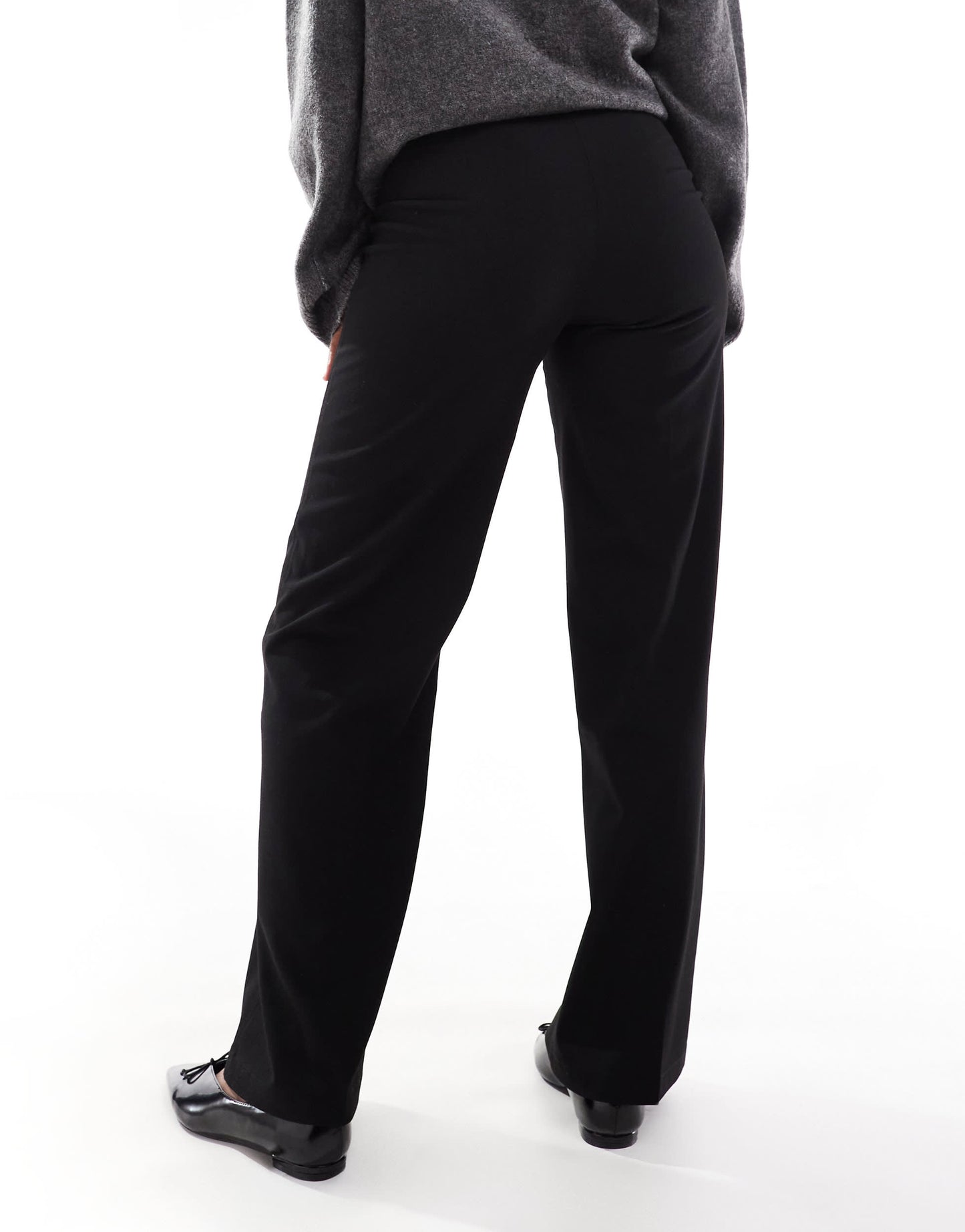 Bershka wide leg tailored trousers in black