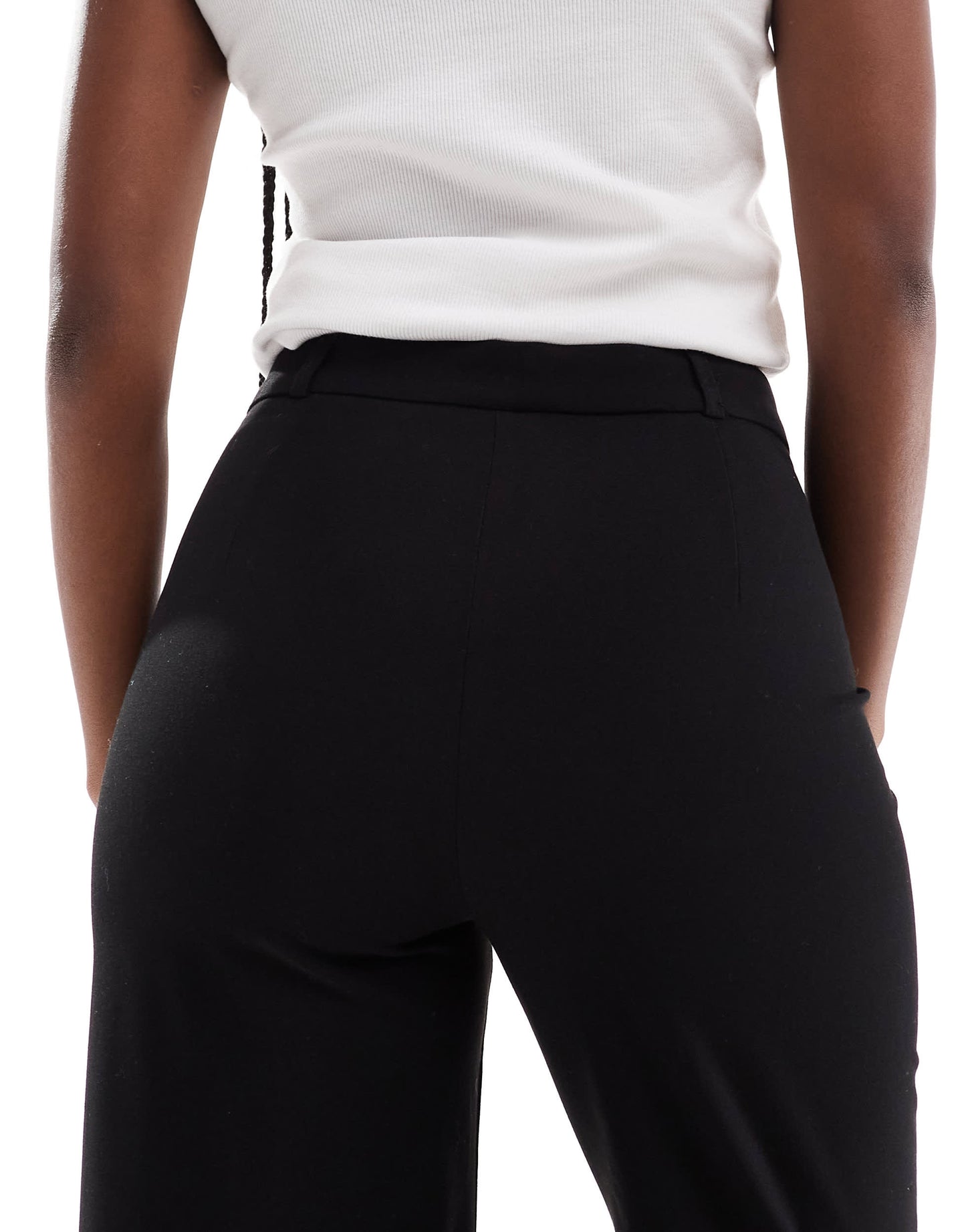 Bershka wide leg tailored trousers in black