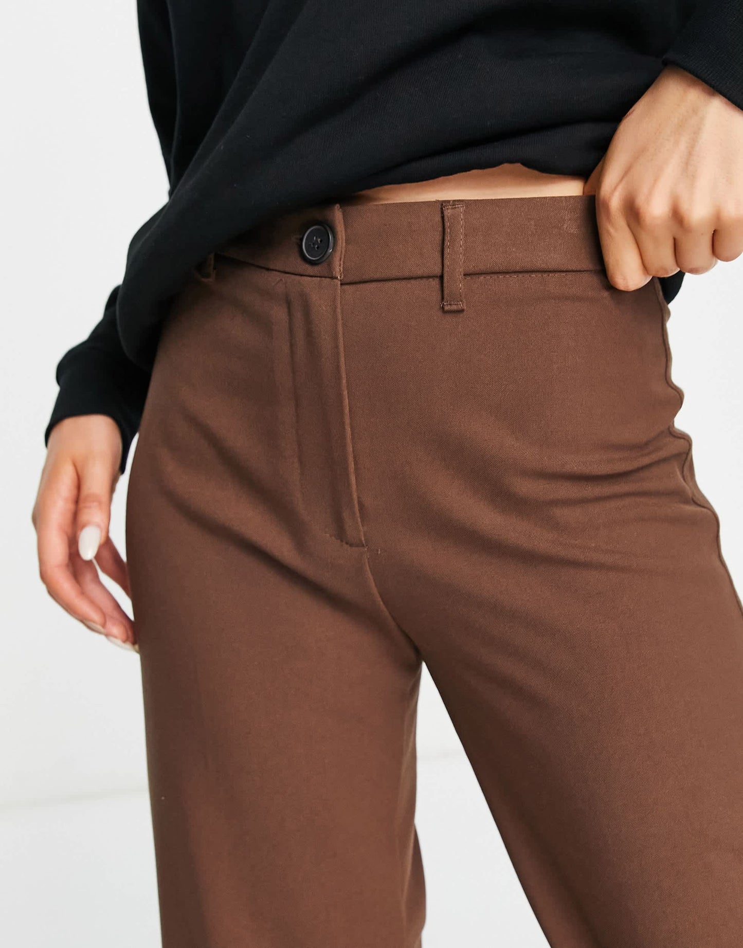Bershka wide leg dad trousers in brown