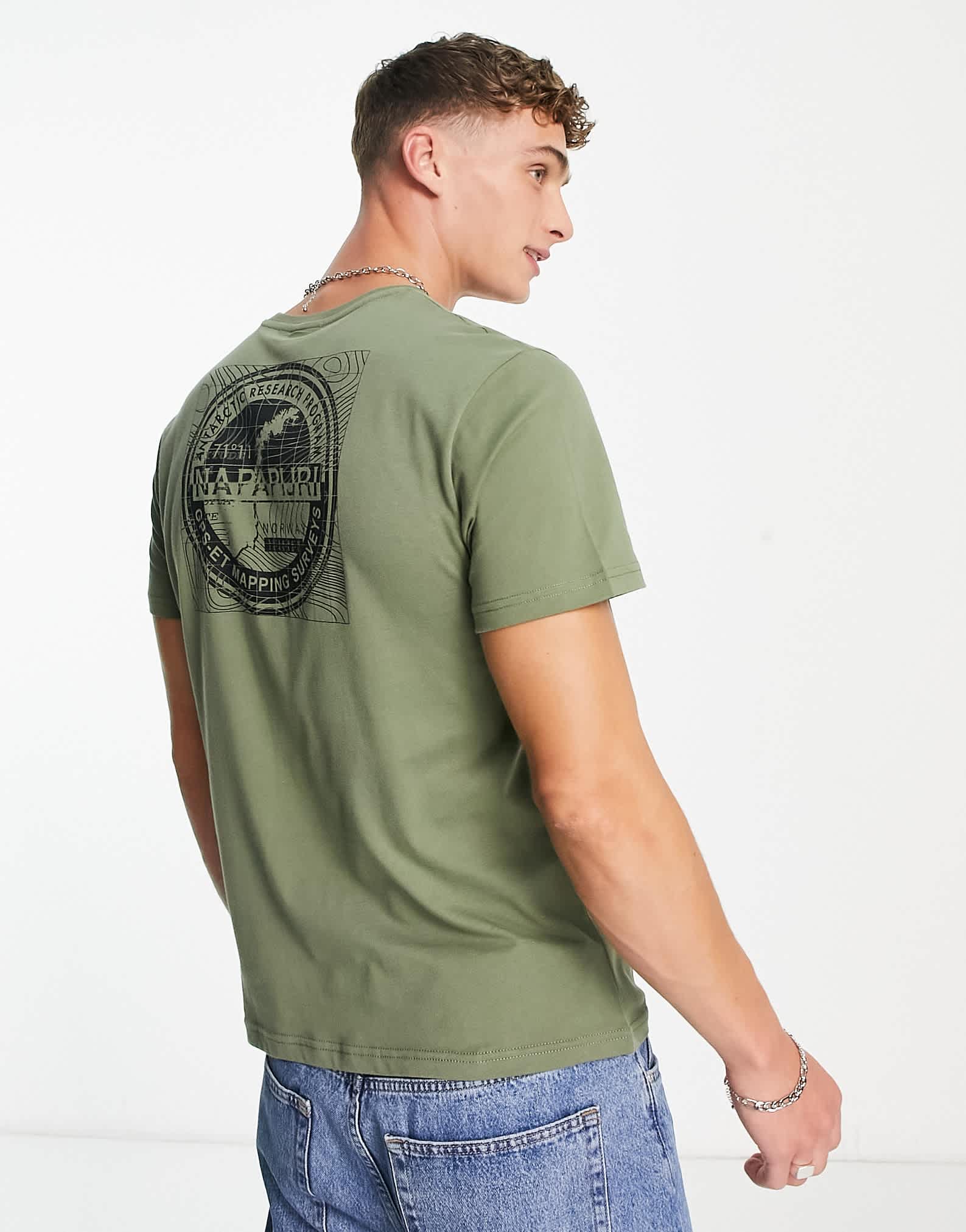 Napapijri s-edo back print t-shirt in green Exclusive to ASOS