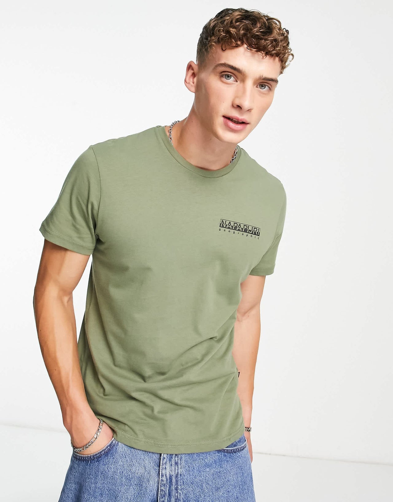 Napapijri s-edo back print t-shirt in green Exclusive to ASOS