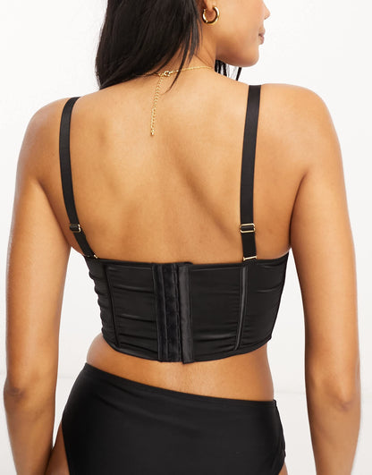 ASOS DESIGN Fuller Bust Celia premium embroidery corset in black