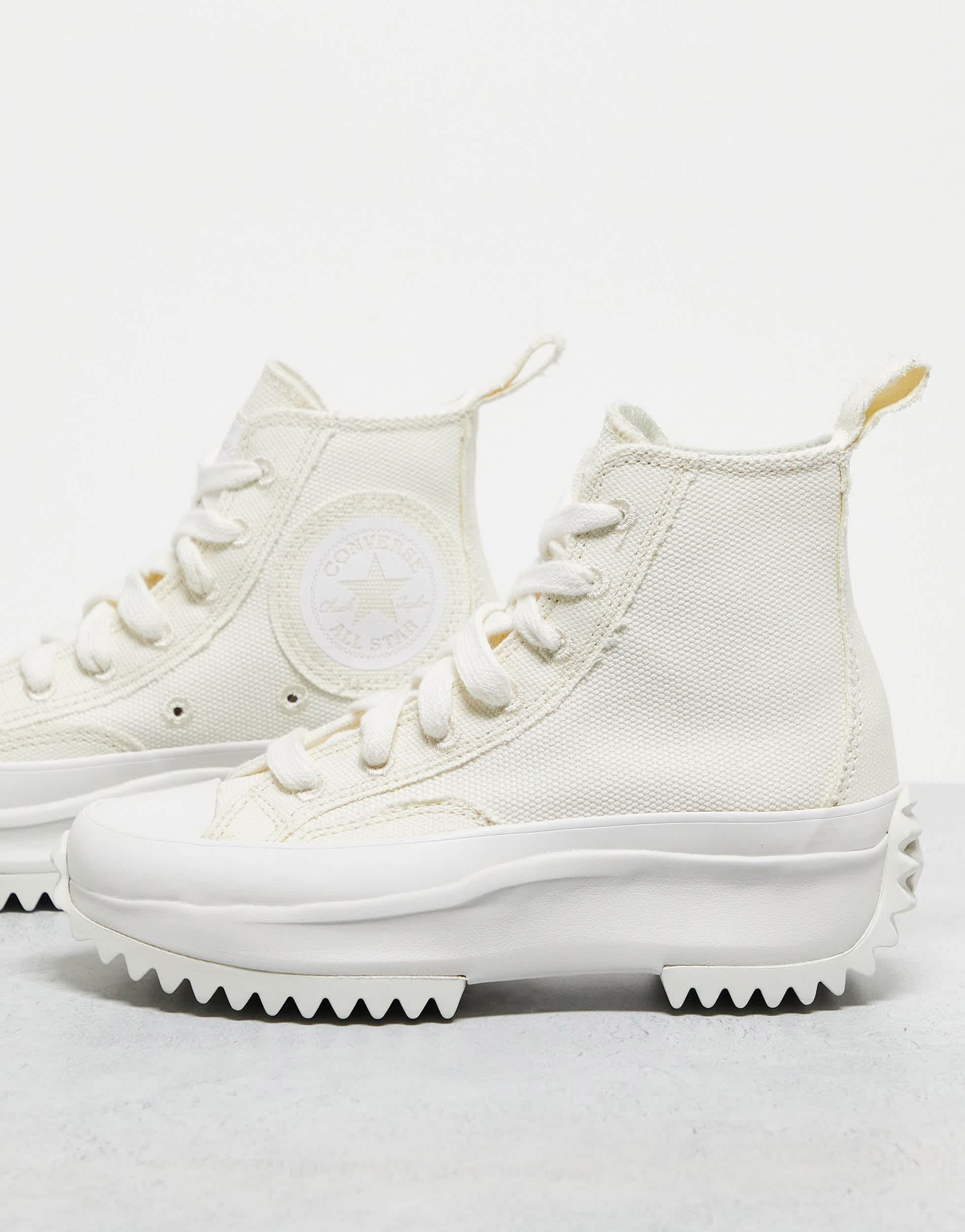 Converse Run Star Hike Hi raw edge trainers in off white