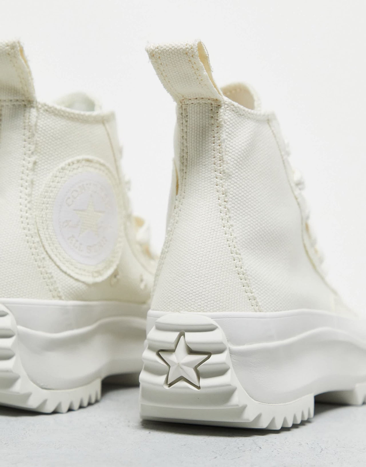 Converse Run Star Hike Hi raw edge trainers in off white