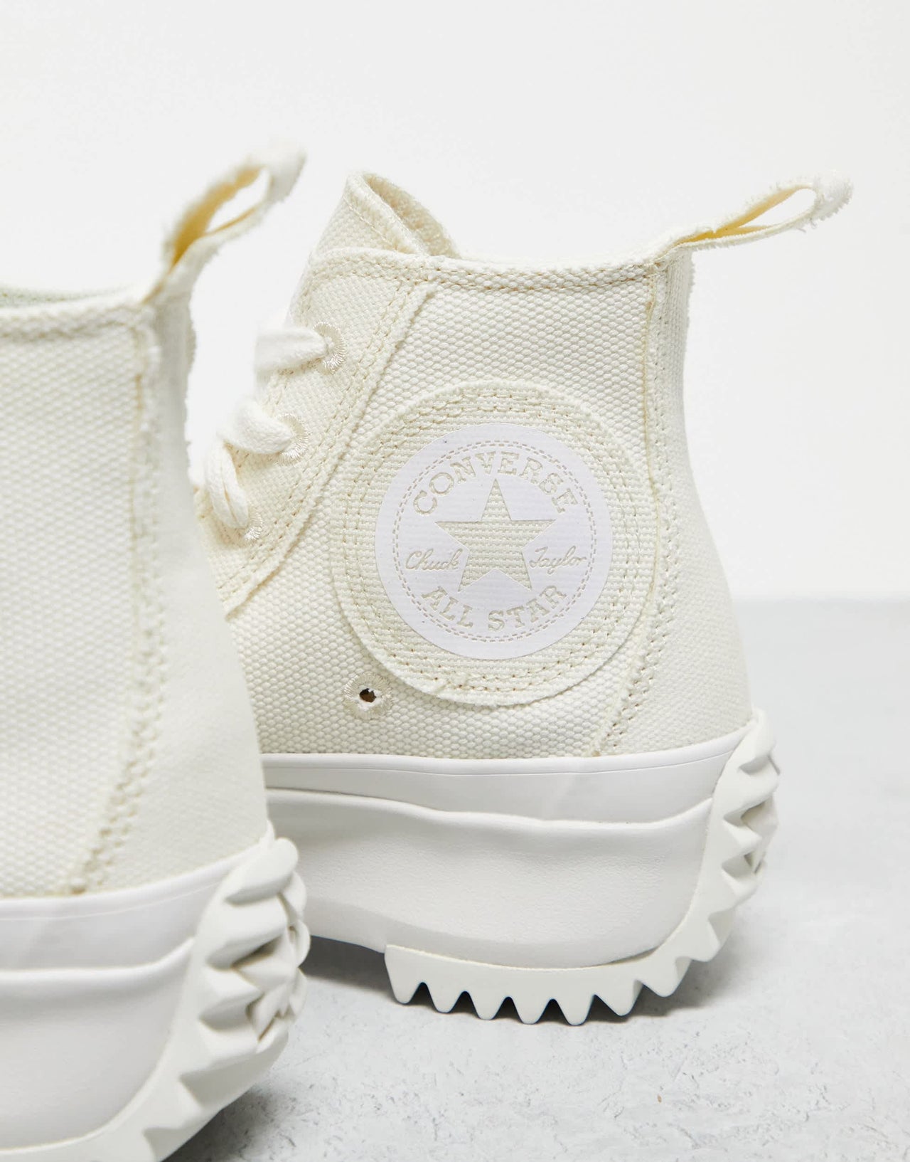 Converse Run Star Hike Hi raw edge trainers in off white