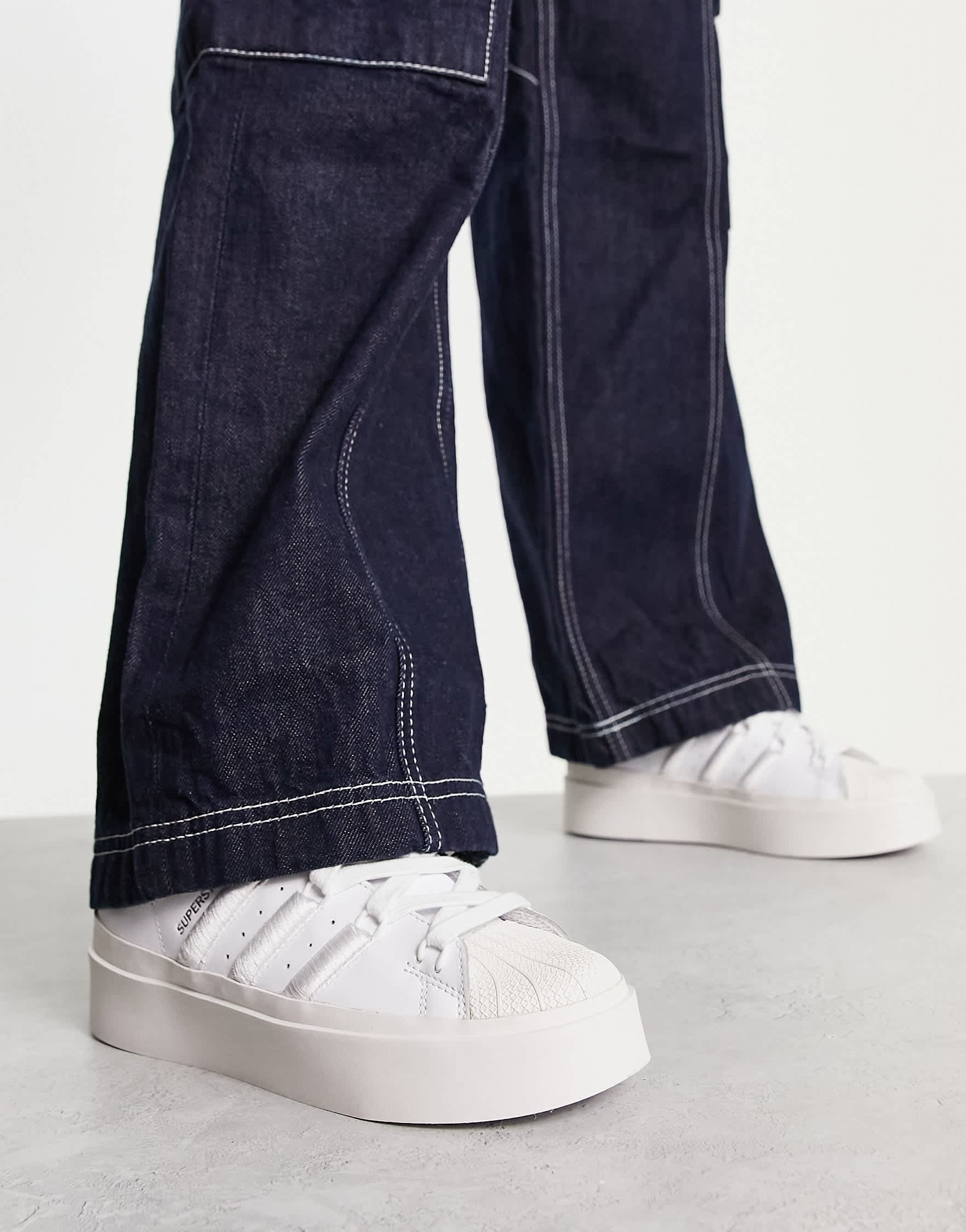 adidas Originals Superstar Bonega platform trainers in clean triple white