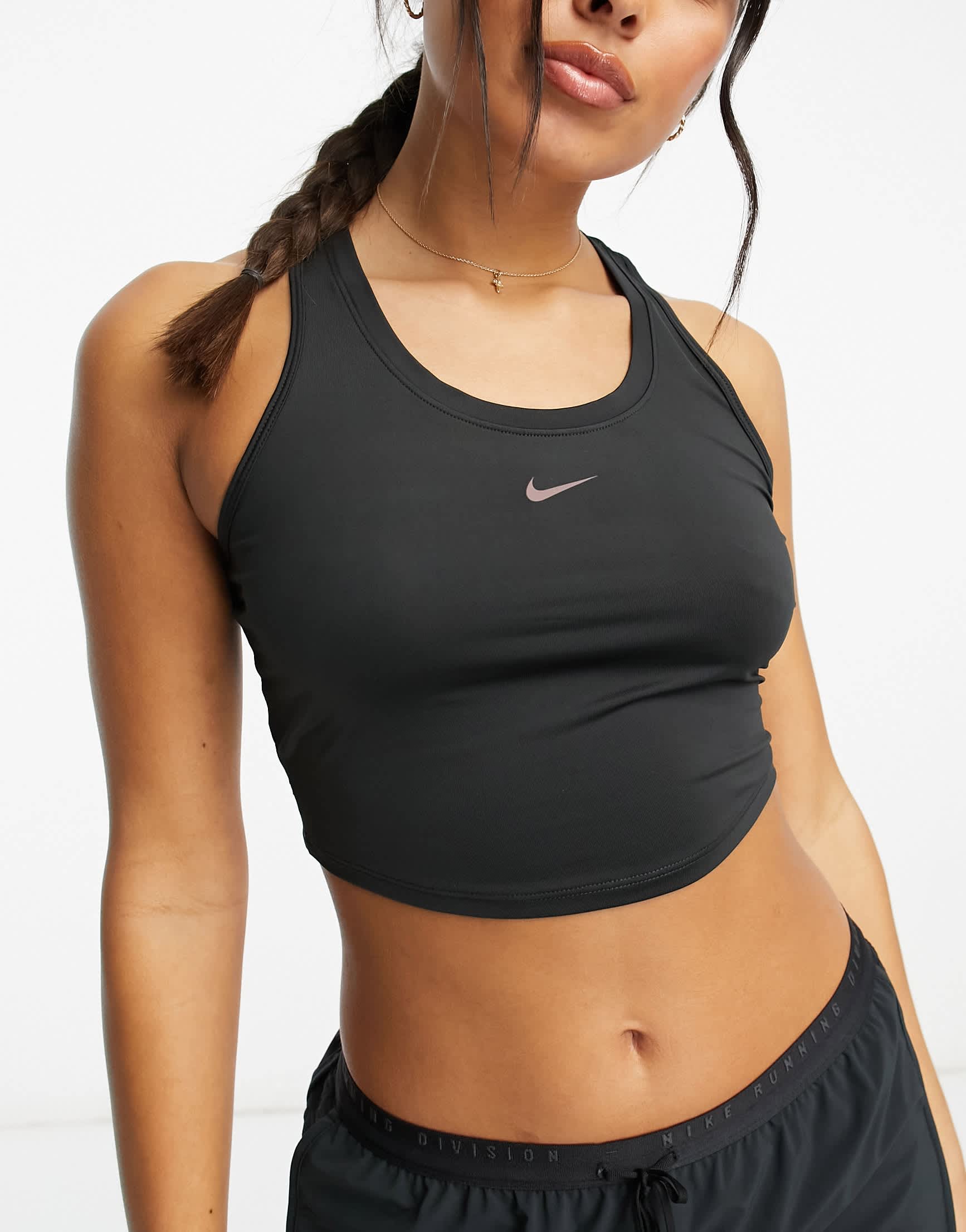 Nike One Training novelty Dri-FIT lace back tank top in black