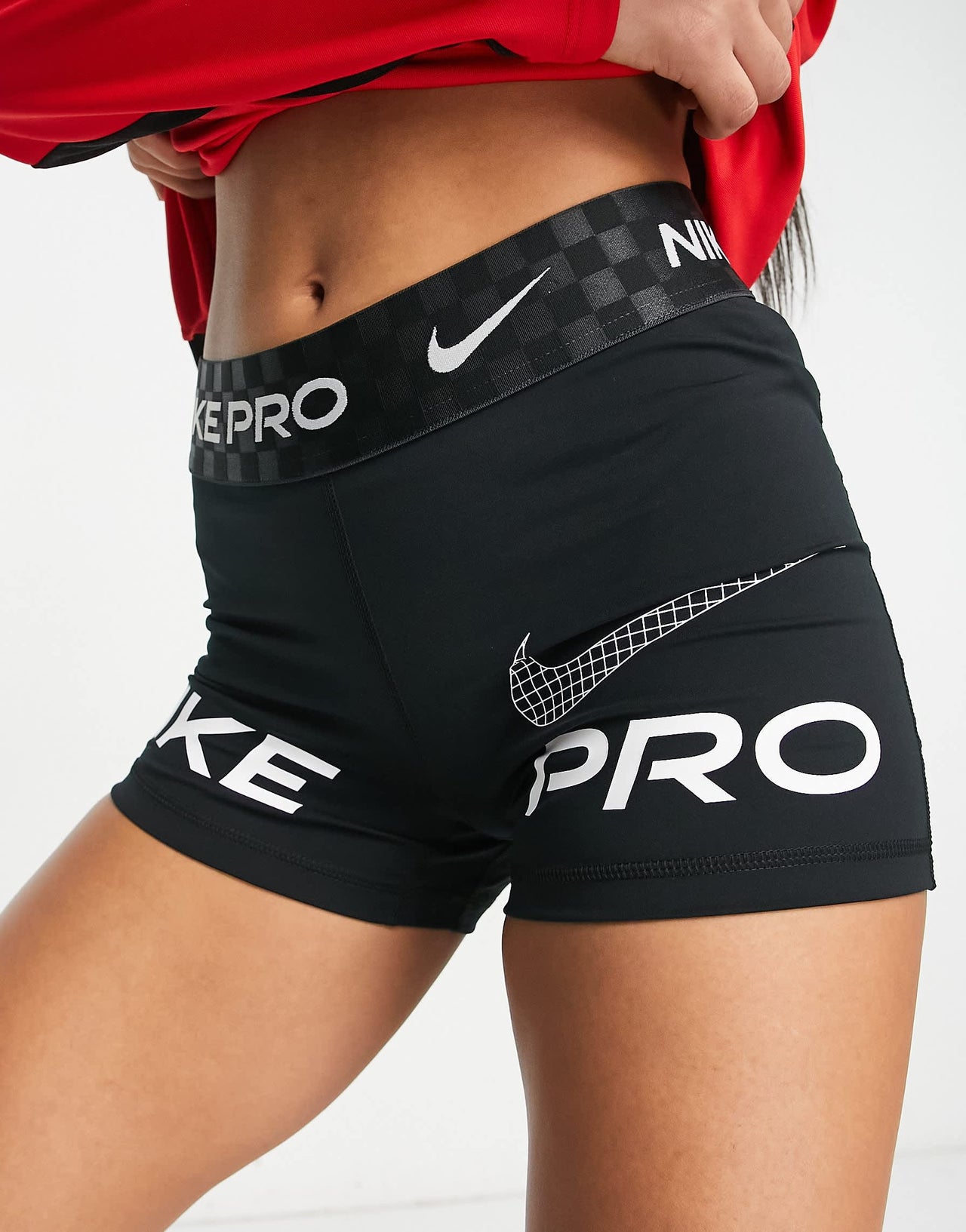 Nike Pro Training Dri-FIT 3 inch booty shorts in black graphic