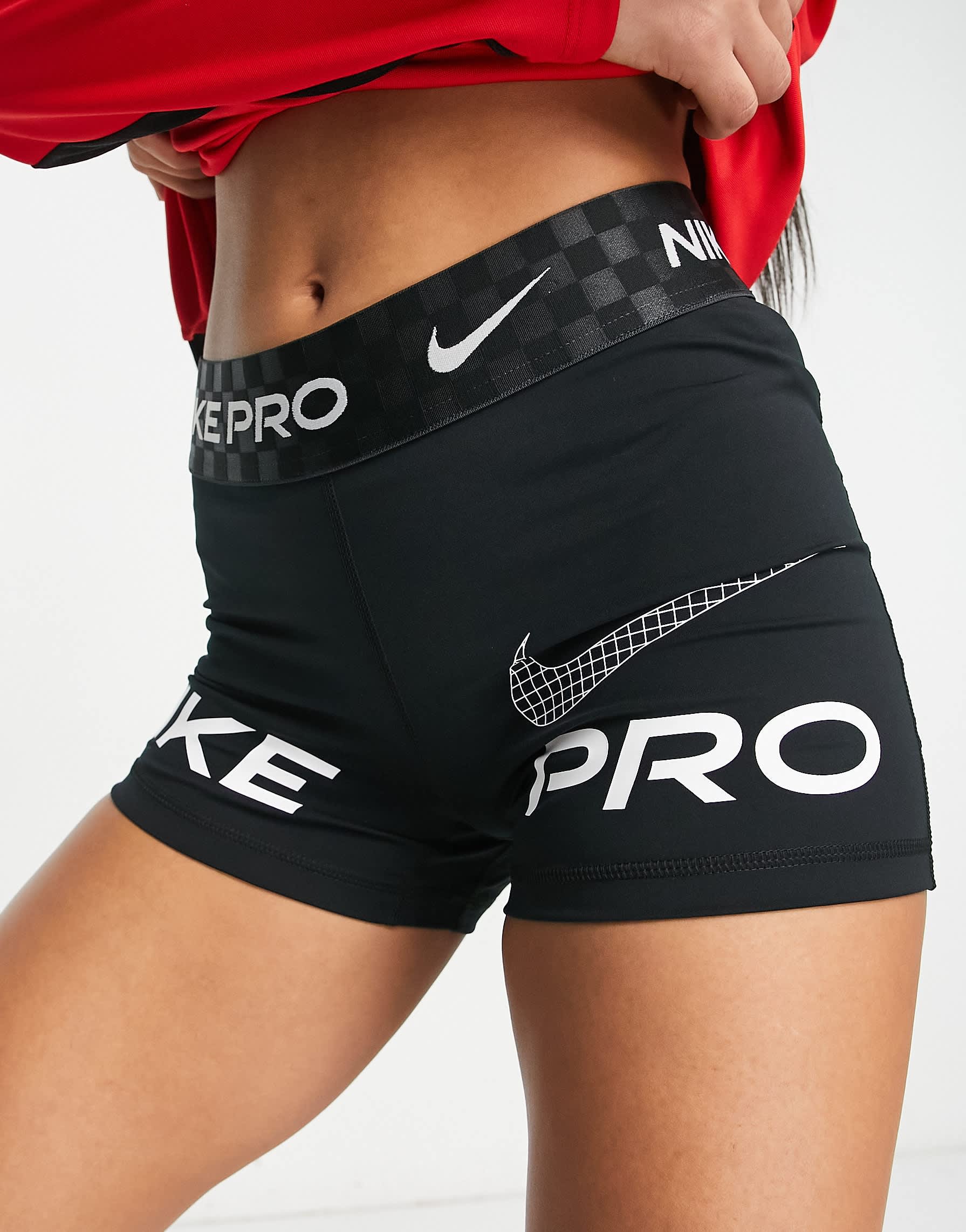 Nike Pro Training Dri-FIT 3 inch booty shorts in black graphic