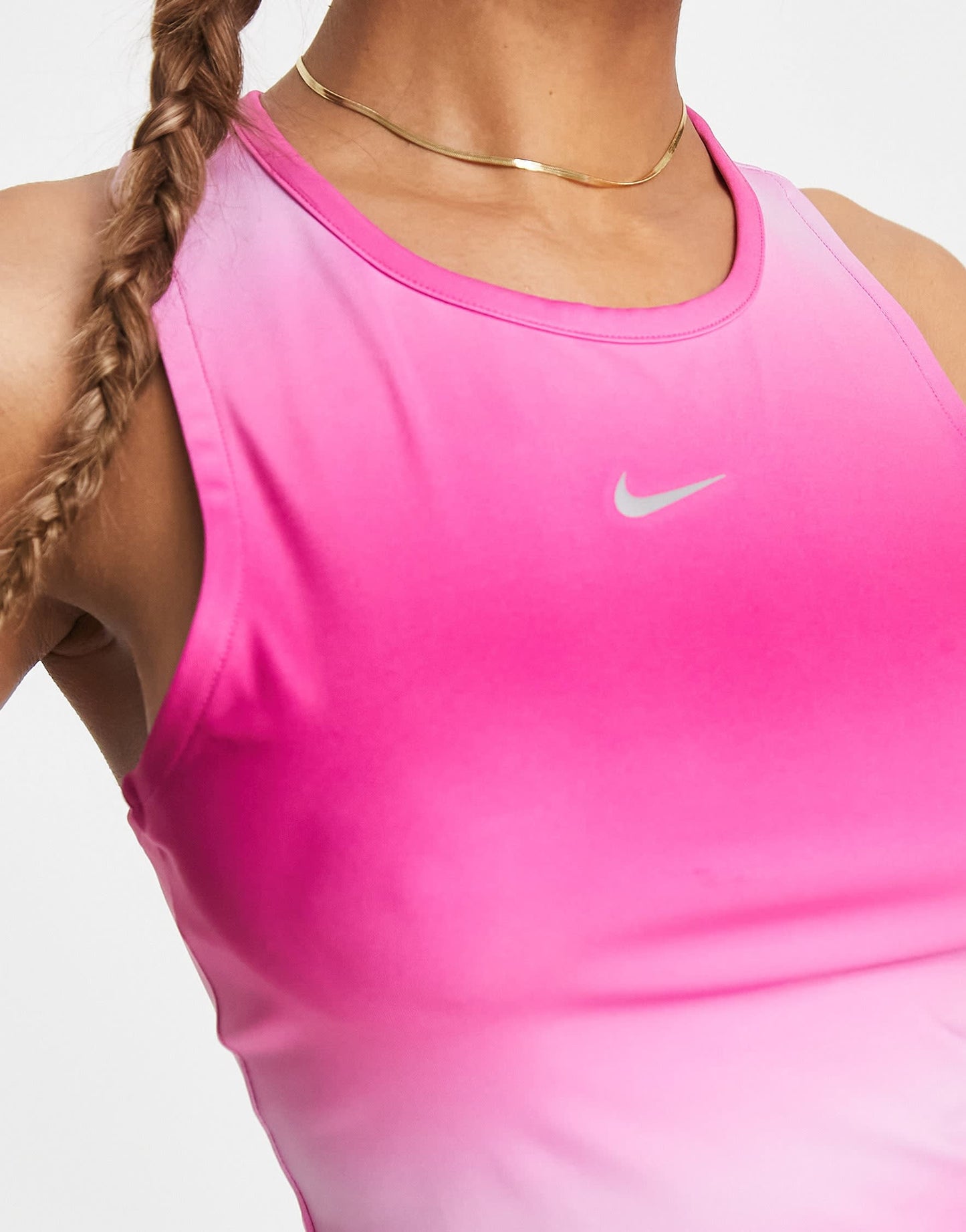 Nike Running Swoosh gradient cropped tank in pink