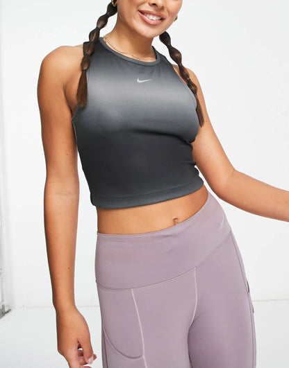 Nike Running Swoosh gradient cropped tank in black