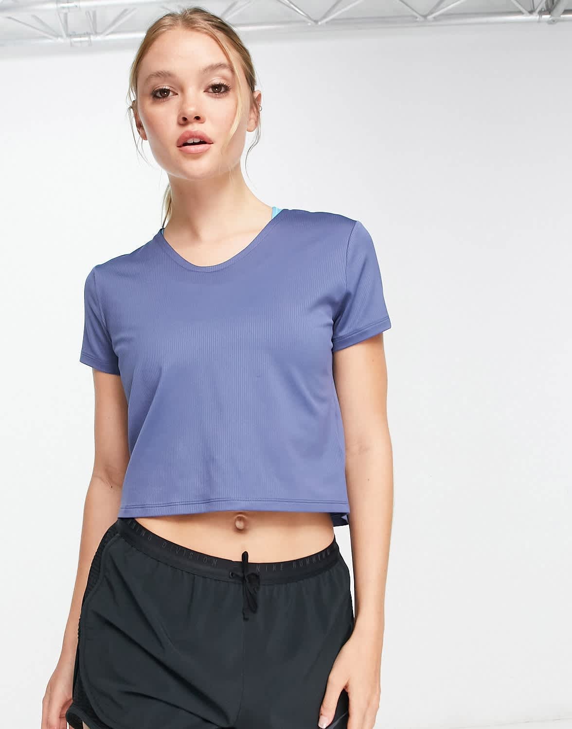 Nike Running V neck t-shirt in blue