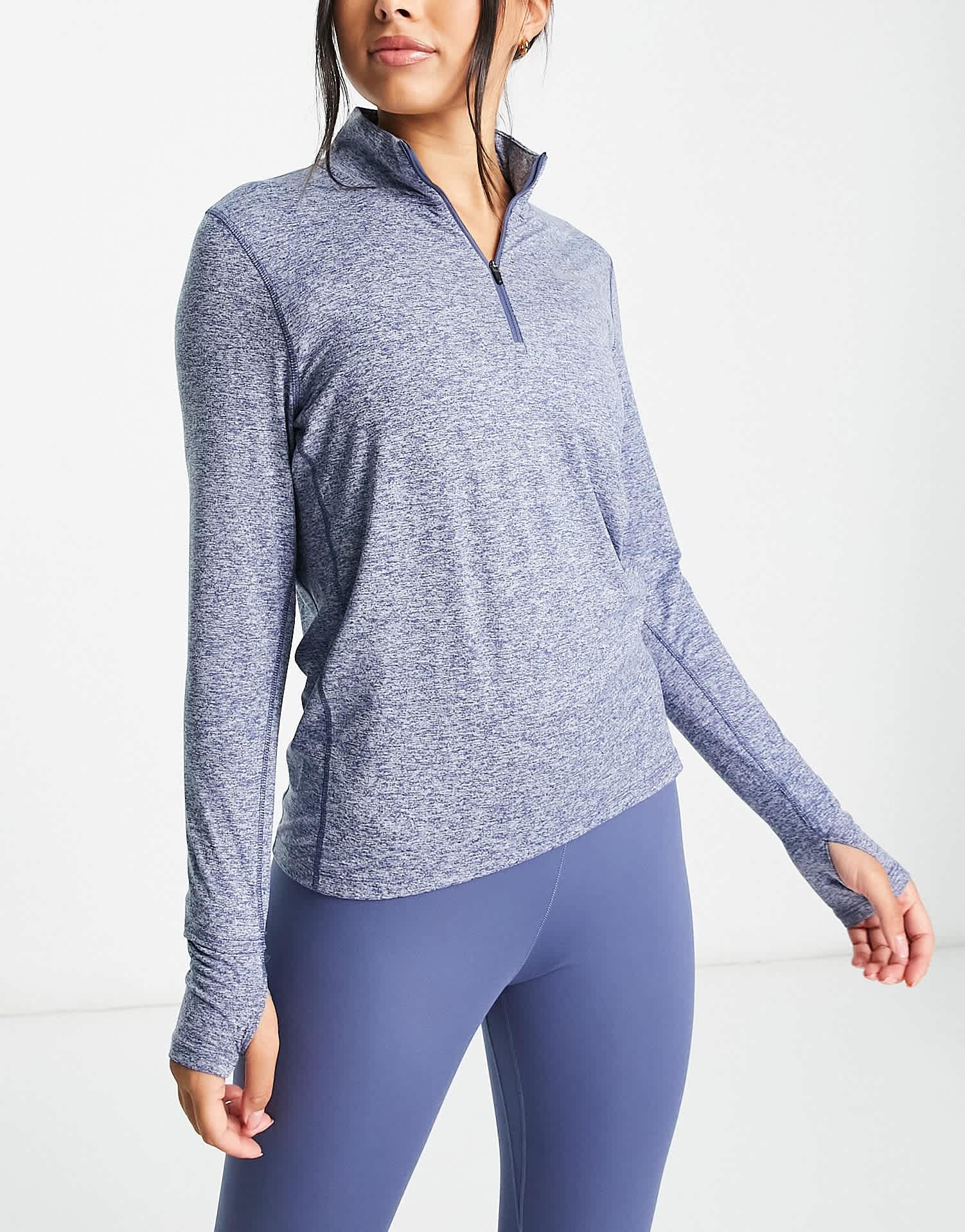 Nike Running Element 1/4 zip long sleeve top in blue