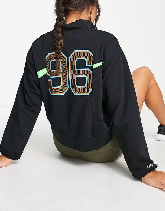 Nike Basketball Swoosh 1/4 zip sweatshirt with back print in black