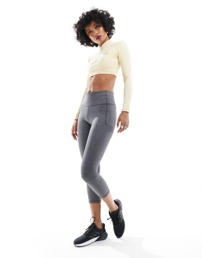 Daisy Street Active Distorted Geo 1/4 zip crop top in beige