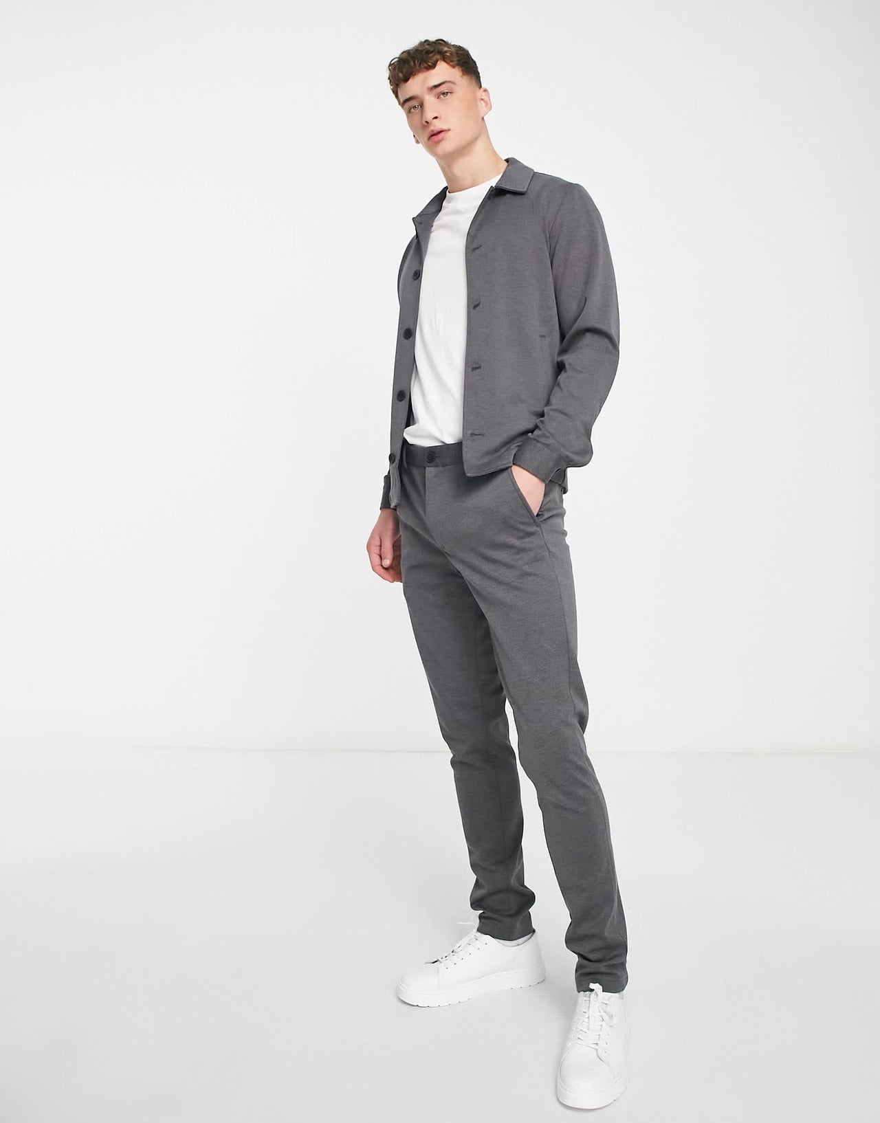 Jack & Jones Premium slim jersey suit jacket in grey